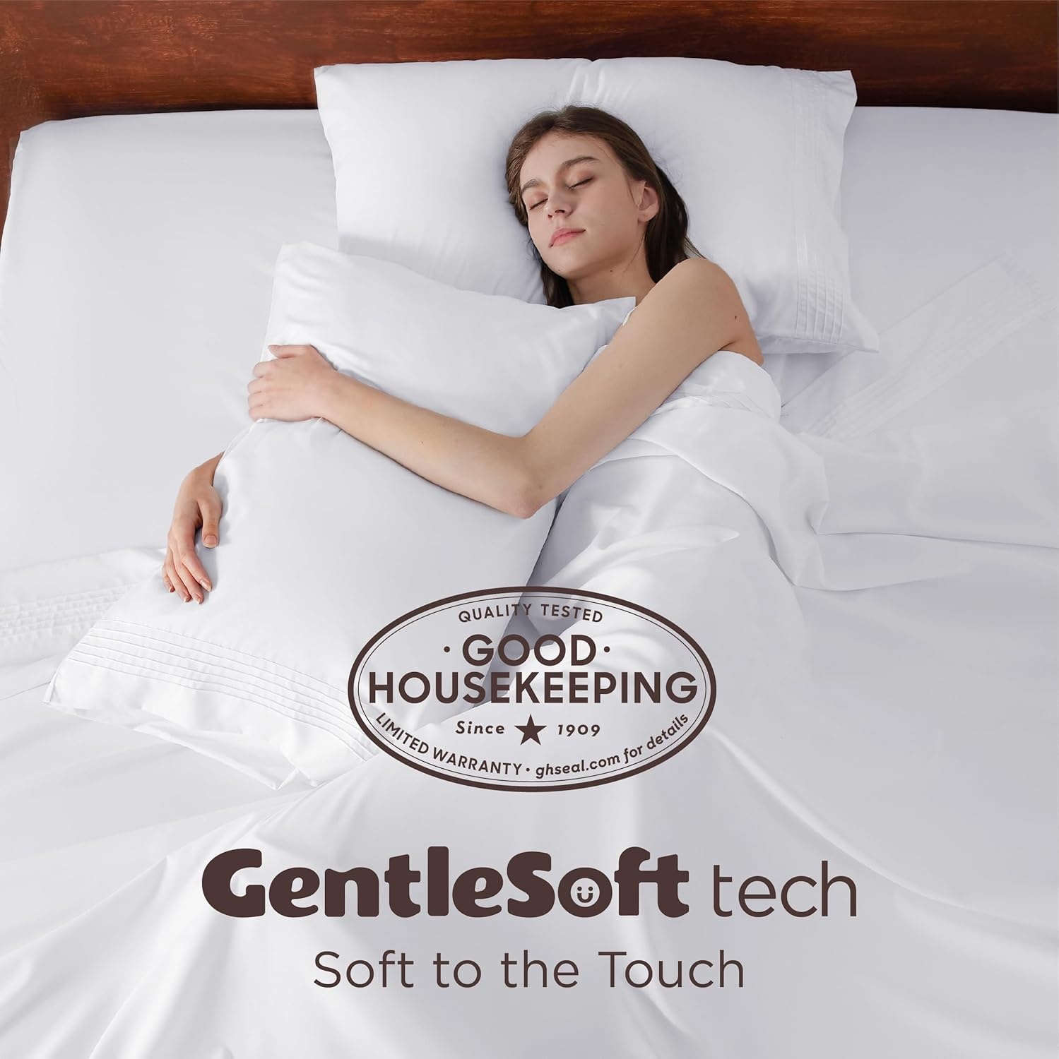 image:imageBedsure Deep Pocket Queen Sheets Set Fits Mattresses Up to 21 Inches Thick 4 Piece GentleSoft Bed Sheets Moisture Wicking Soft amp Cooling Bedsheet amp Pillowcases Easy amp Secure Fit Linen02 White