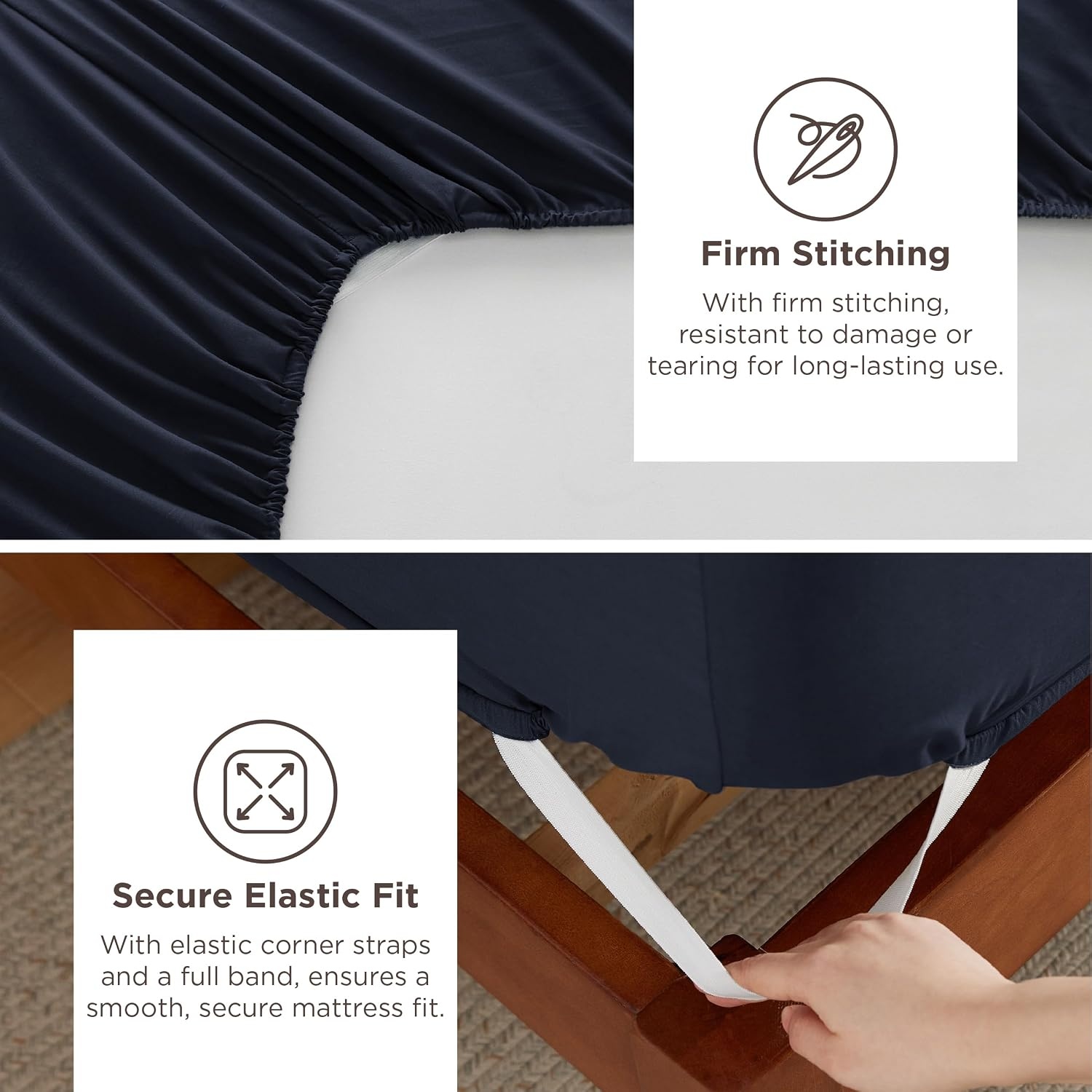 image:imageBedsure Deep Pocket Queen Sheets Set Fits Mattresses Up to 21 Inches Thick 4 Piece GentleSoft Bed Sheets Moisture Wicking Soft amp Cooling Bedsheet amp Pillowcases Easy amp Secure Fit Linen09 Navy