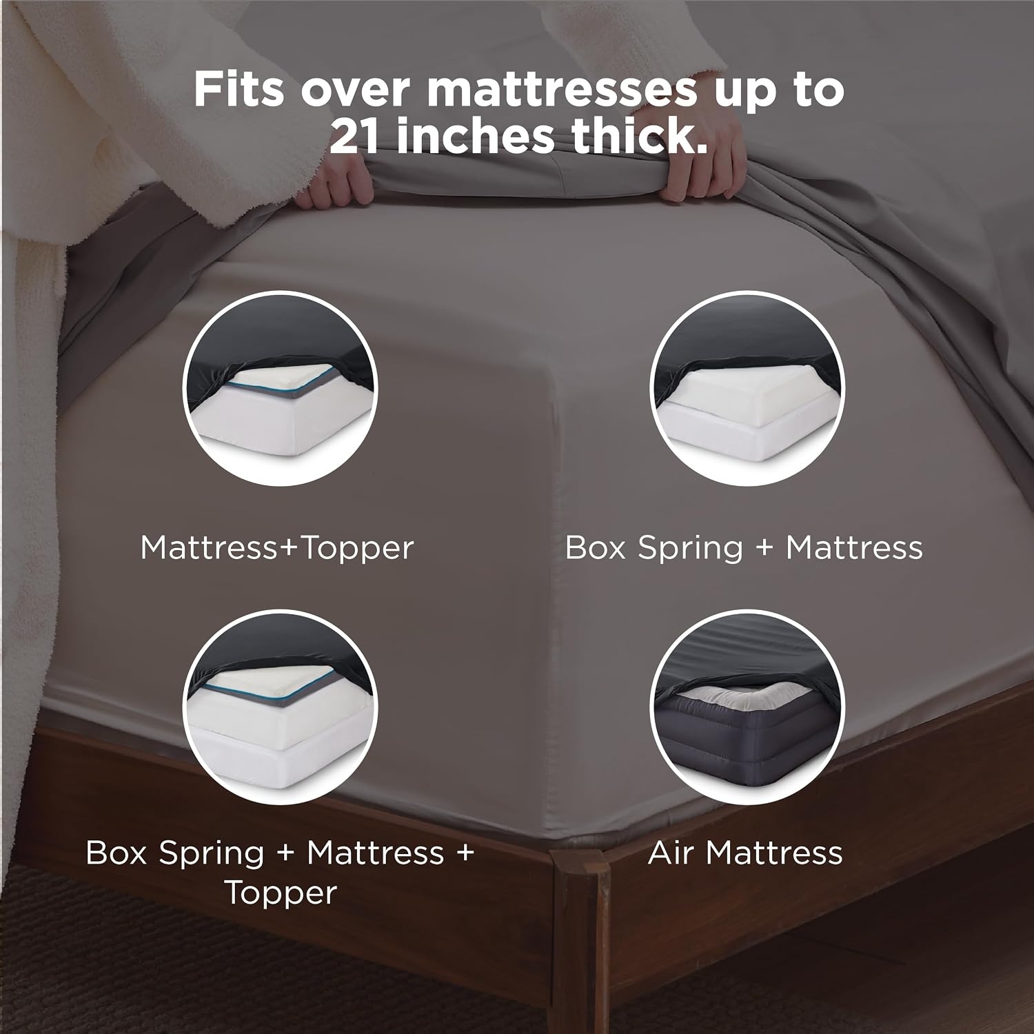 image:imageBedsure Deep Pocket Queen Sheets Set Fits Mattresses Up to 21 Inches Thick 4 Piece GentleSoft Bed Sheets Moisture Wicking Soft amp Cooling Bedsheet amp Pillowcases Easy amp Secure Fit Linen07 Black