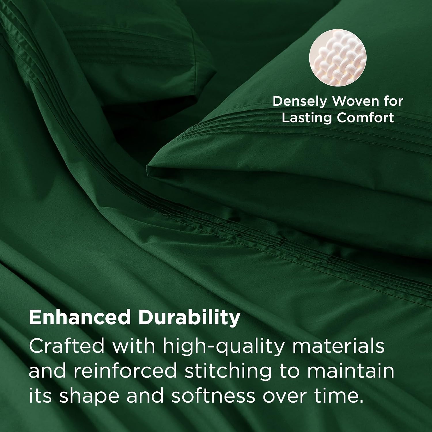 image:imageBedsure Deep Pocket Queen Sheets Set Fits Mattresses Up to 21 Inches Thick 4 Piece GentleSoft Bed Sheets Moisture Wicking Soft amp Cooling Bedsheet amp Pillowcases Easy amp Secure Fit LinenEmerald Green