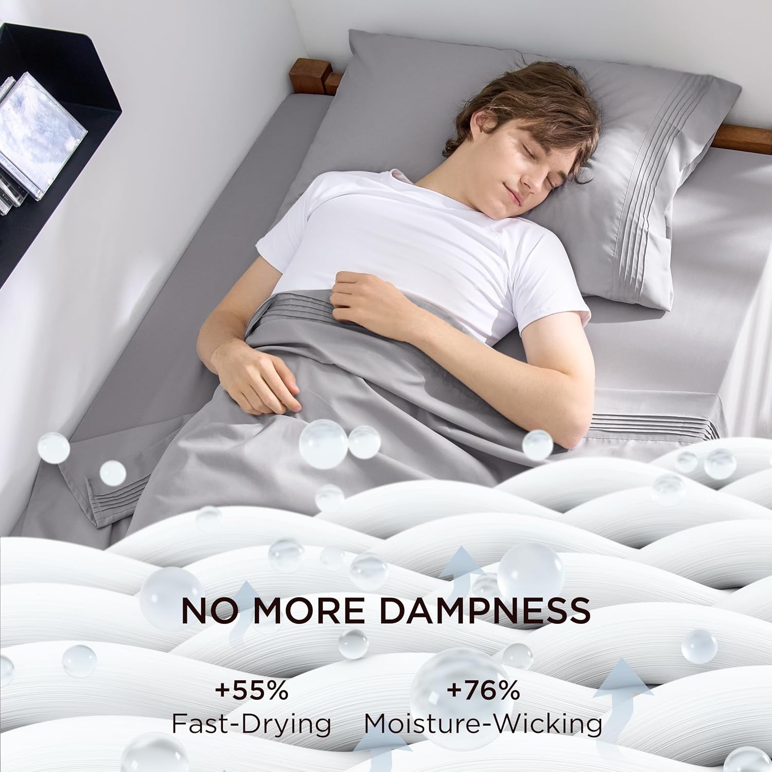 image:imageBedsure Deep Pocket Queen Sheets Set Fits Mattresses Up to 21 Inches Thick 4 Piece GentleSoft Bed Sheets Moisture Wicking Soft amp Cooling Bedsheet amp Pillowcases Easy amp Secure Fit Linen01 Light Grey