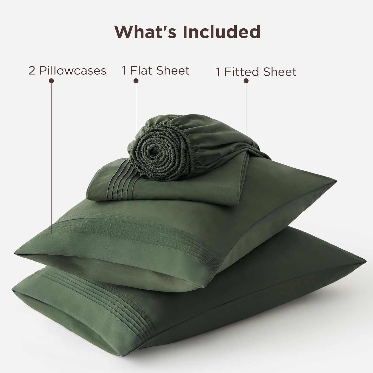 image:imageBedsure Deep Pocket Queen Sheets Set Fits Mattresses Up to 21 Inches Thick 4 Piece GentleSoft Bed Sheets Moisture Wicking Soft amp Cooling Bedsheet amp Pillowcases Easy amp Secure Fit LinenOlive Green