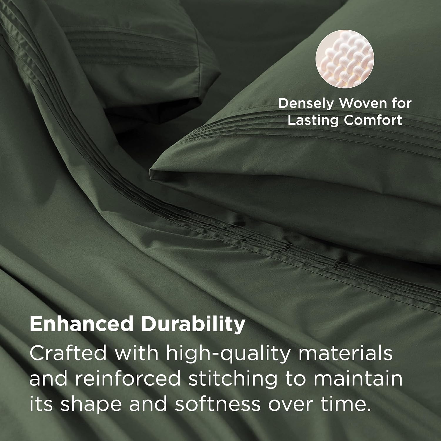 image:imageBedsure Deep Pocket Queen Sheets Set Fits Mattresses Up to 21 Inches Thick 4 Piece GentleSoft Bed Sheets Moisture Wicking Soft amp Cooling Bedsheet amp Pillowcases Easy amp Secure Fit LinenOlive Green
