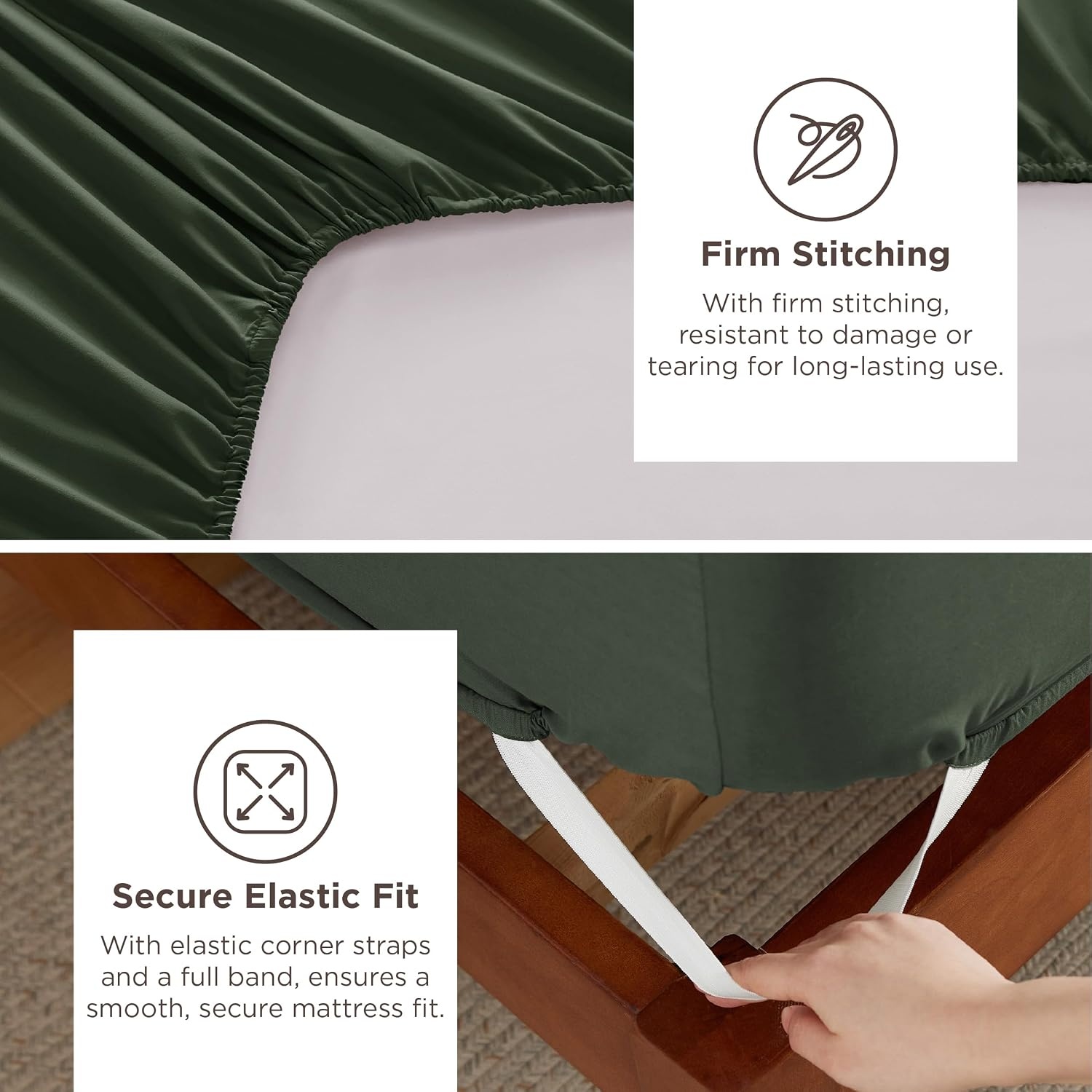 image:imageBedsure Deep Pocket Queen Sheets Set Fits Mattresses Up to 21 Inches Thick 4 Piece GentleSoft Bed Sheets Moisture Wicking Soft amp Cooling Bedsheet amp Pillowcases Easy amp Secure Fit LinenOlive Green