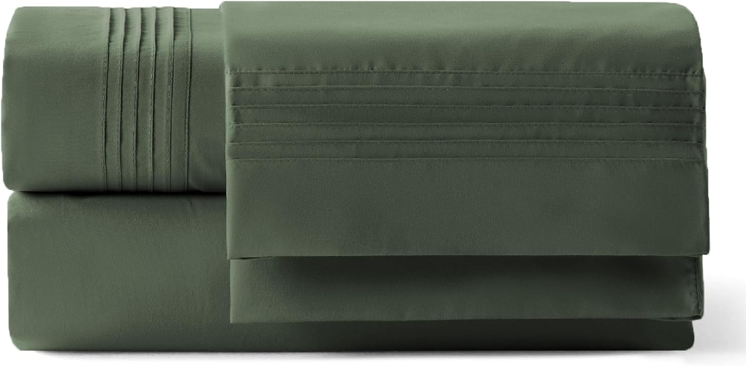 image:imageBedsure Deep Pocket Queen Sheets Set Fits Mattresses Up to 21 Inches Thick 4 Piece GentleSoft Bed Sheets Moisture Wicking Soft amp Cooling Bedsheet amp Pillowcases Easy amp Secure Fit LinenOlive Green