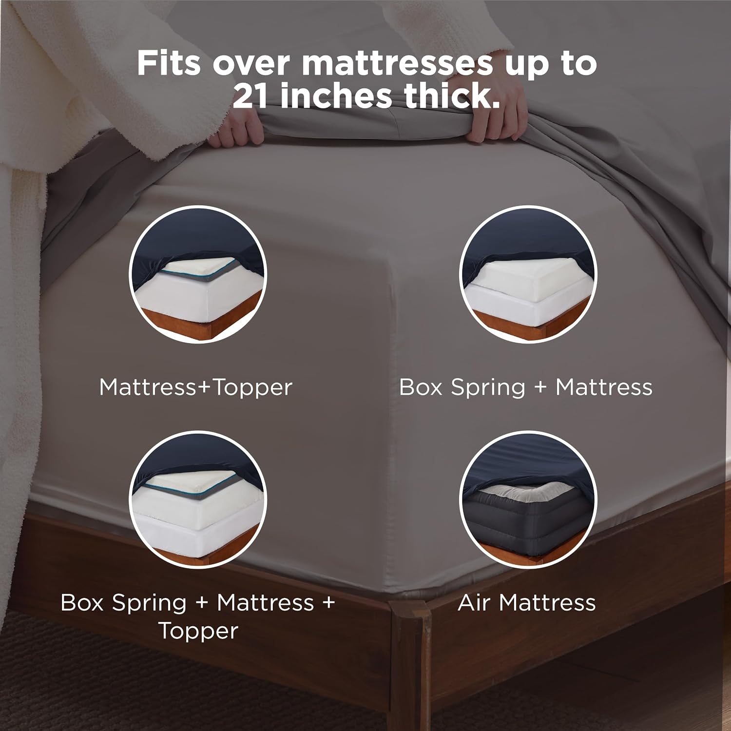 image:imageBedsure Deep Pocket Queen Sheets Set Fits Mattresses Up to 21 Inches Thick 4 Piece GentleSoft Bed Sheets Moisture Wicking Soft amp Cooling Bedsheet amp Pillowcases Easy amp Secure Fit Linen09 Navy