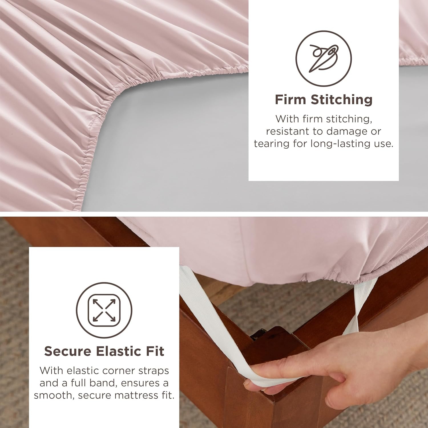 image:imageBedsure Deep Pocket Queen Sheets Set Fits Mattresses Up to 21 Inches Thick 4 Piece GentleSoft Bed Sheets Moisture Wicking Soft amp Cooling Bedsheet amp Pillowcases Easy amp Secure Fit Linen13 Blush Pink