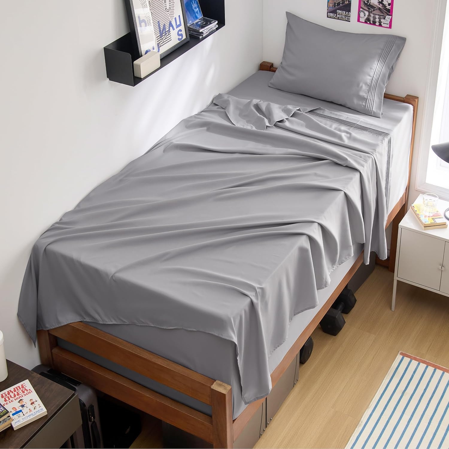 image:imageBedsure Deep Pocket Queen Sheets Set Fits Mattresses Up to 21 Inches Thick 4 Piece GentleSoft Bed Sheets Moisture Wicking Soft amp Cooling Bedsheet amp Pillowcases Easy amp Secure Fit Linen01 Light Grey