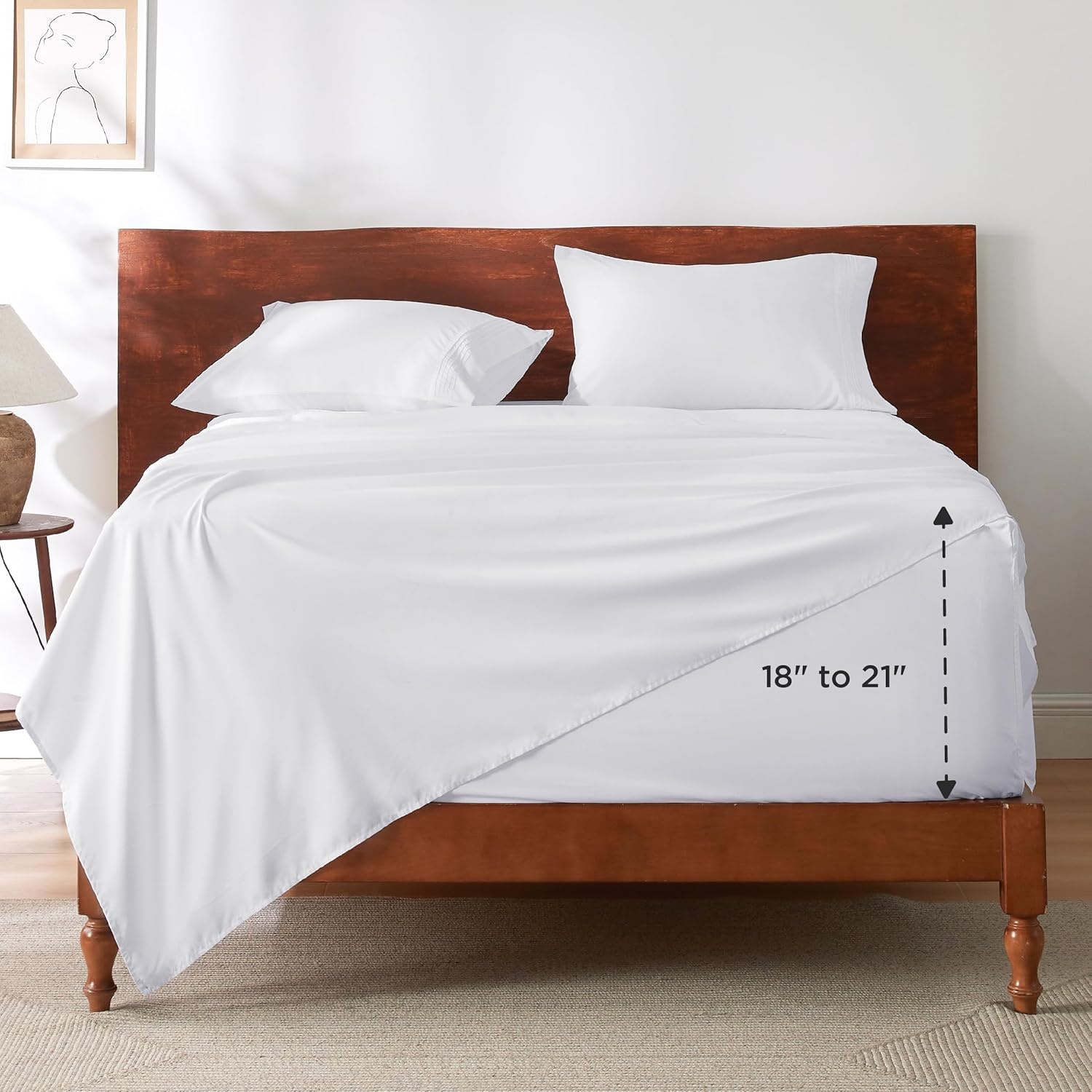 image:imageBedsure Deep Pocket Queen Sheets Set Fits Mattresses Up to 21 Inches Thick 4 Piece GentleSoft Bed Sheets Moisture Wicking Soft amp Cooling Bedsheet amp Pillowcases Easy amp Secure Fit Linen02 White