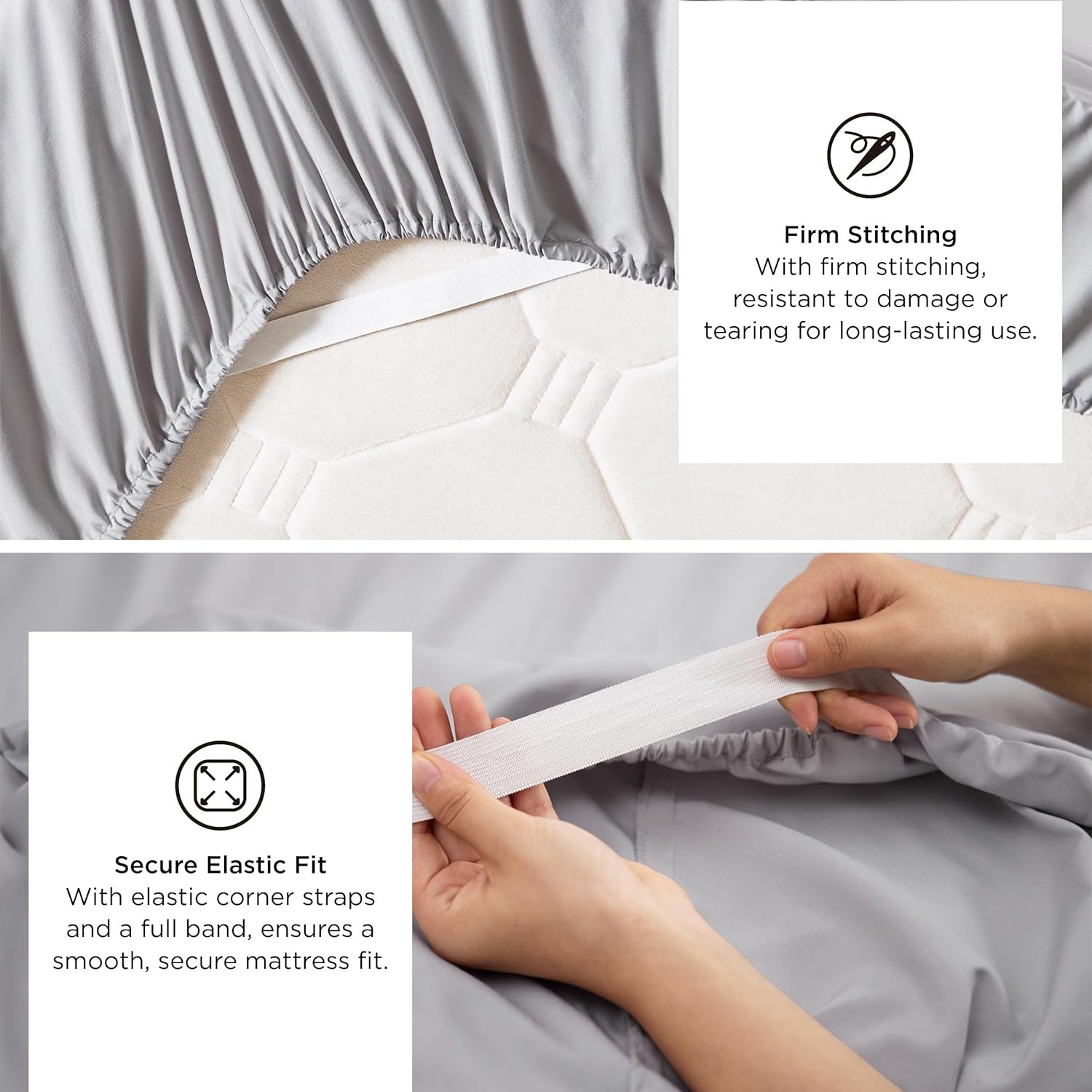 image:imageBedsure Deep Pocket Queen Sheets Set Fits Mattresses Up to 21 Inches Thick 4 Piece GentleSoft Bed Sheets Moisture Wicking Soft amp Cooling Bedsheet amp Pillowcases Easy amp Secure Fit Linen01 Light Grey