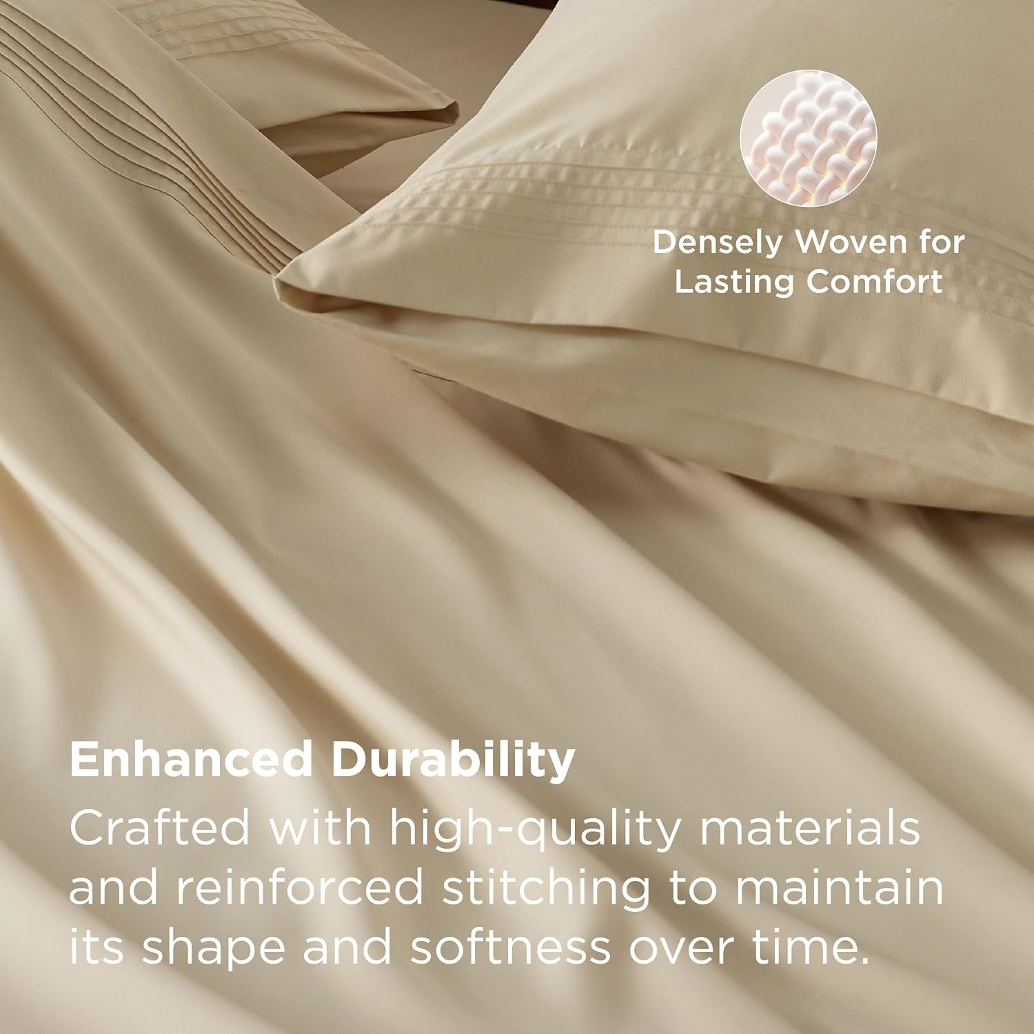 image:imageBedsure Deep Pocket Queen Sheets Set Fits Mattresses Up to 21 Inches Thick 4 Piece GentleSoft Bed Sheets Moisture Wicking Soft amp Cooling Bedsheet amp Pillowcases Easy amp Secure Fit Linen04 Beige
