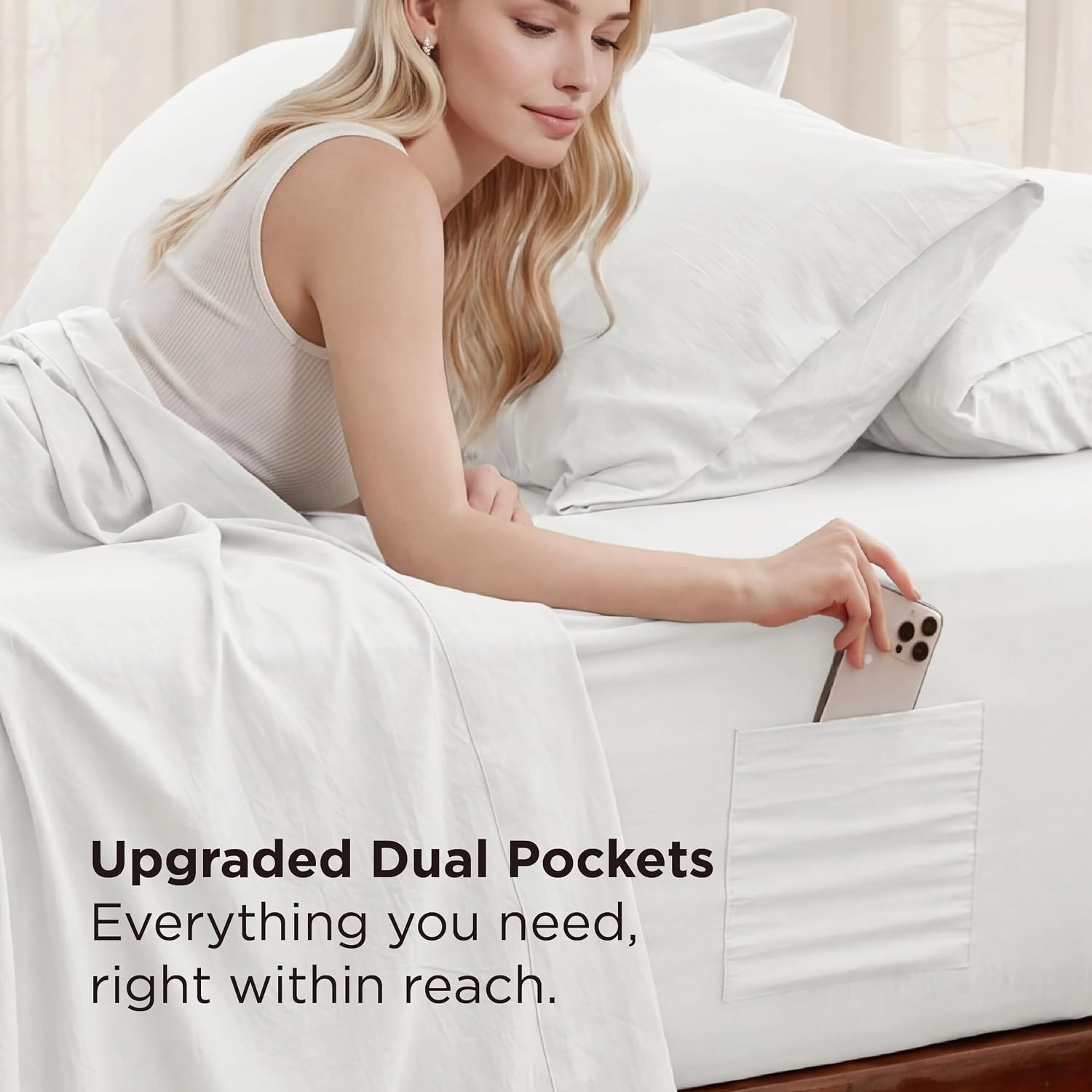 image:imageBedsure Deep Pocket Twin Sheets 4 Piece Prewashed UltraSoft 18inch Extra Deep Pocket Breathable Secure Fit Hotel Luxury Bed Sheets Lightweight For Air Mattress Guest Bedroom