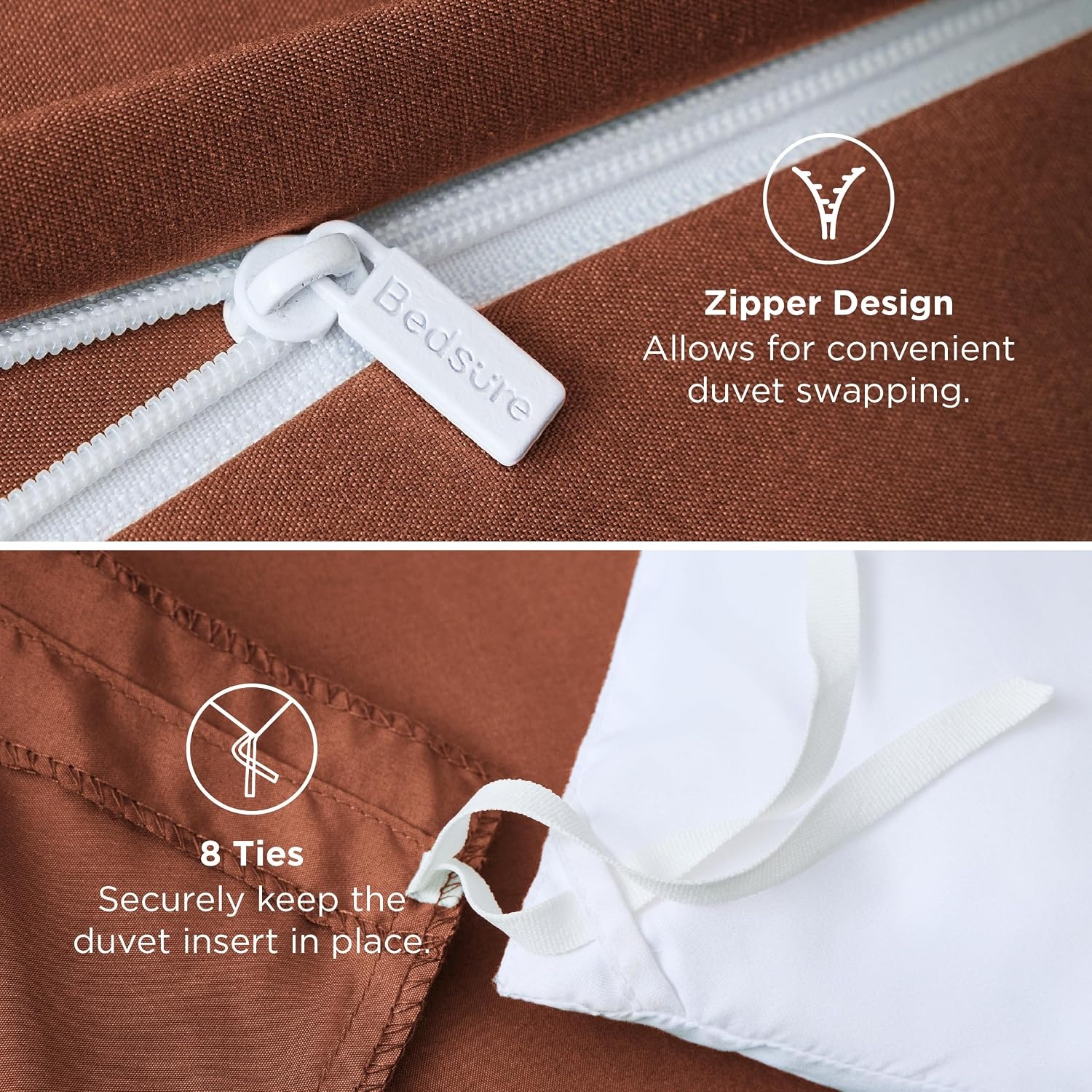image:imageBedsure Duvet Cover TwinTwin XL Size Soft Double Brushed Bedding Set for Kids amp Adults Zipper Closure 2 Pieces Includes 1 Duvet Cover 68x90 amp 1 Pillow Sham NO Comforter White07 Burnt Orange
