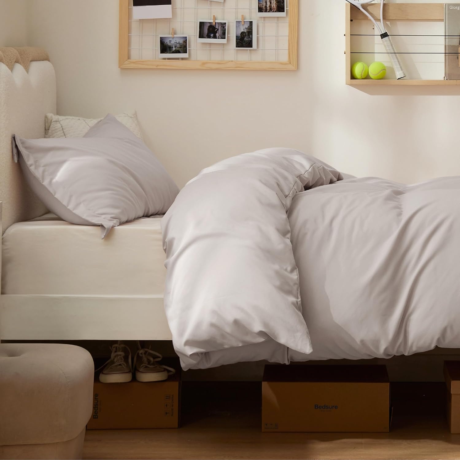 image:imageBedsure Duvet Cover TwinTwin XL Size Soft Double Brushed Bedding Set for Kids amp Adults Zipper Closure 2 Pieces Includes 1 Duvet Cover 68x90 amp 1 Pillow Sham NO Comforter White03 Taupe