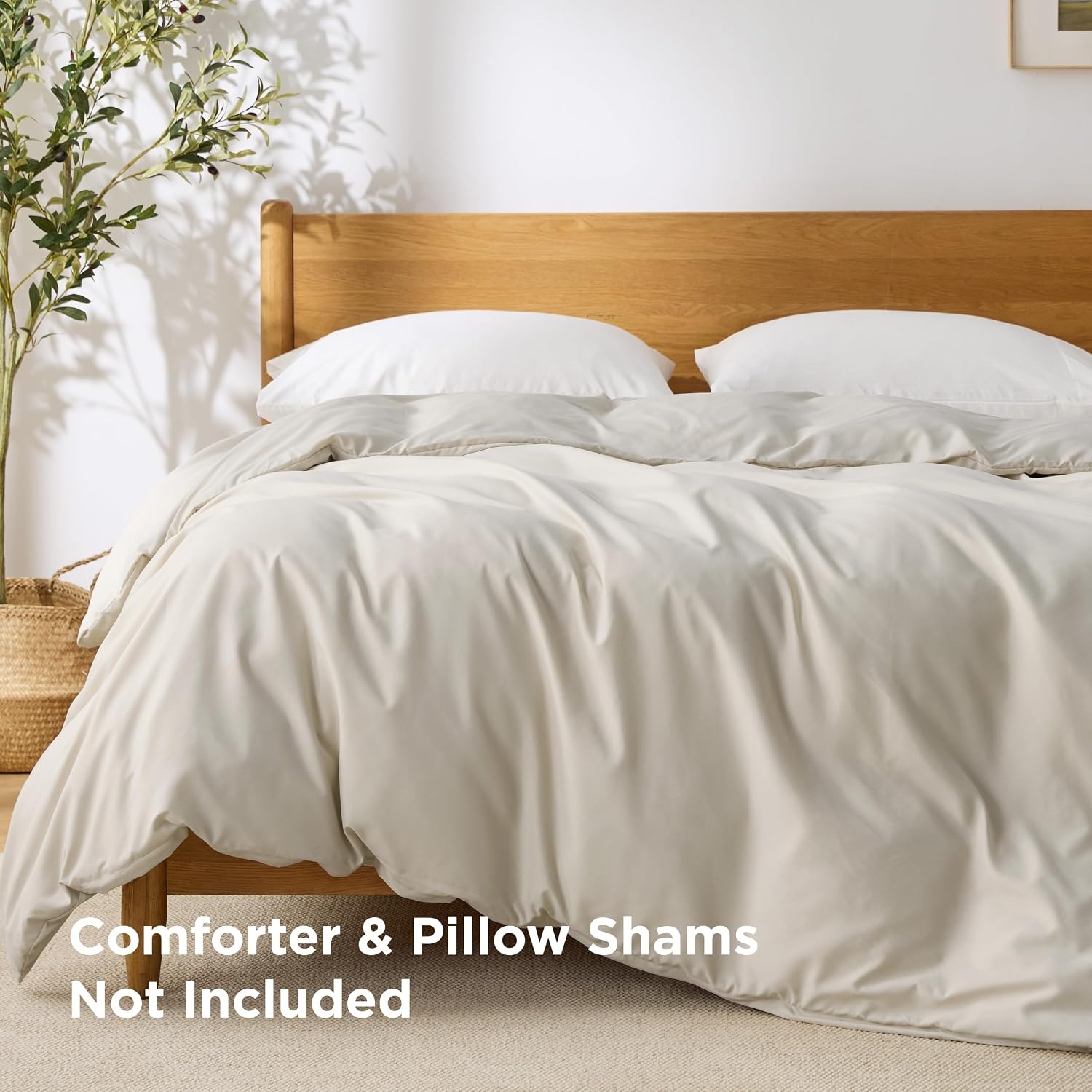 image:imageBedsure Duvet Cover TwinTwin XL Size Soft Double Brushed Bedding Set for Kids amp Adults Zipper Closure 2 Pieces Includes 1 Duvet Cover 68x90 amp 1 Pillow Sham NO Comforter White03 Light Beige
