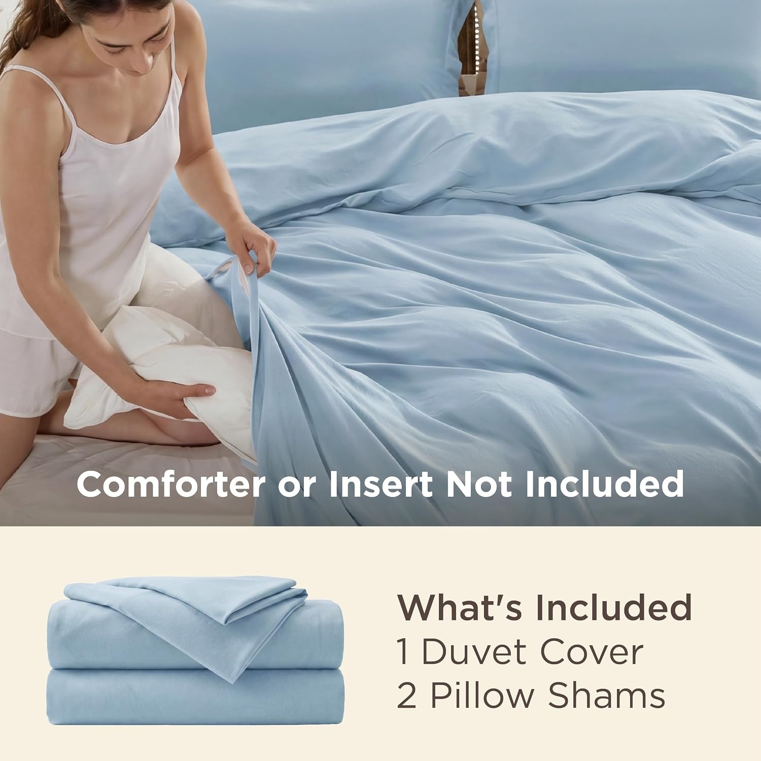 image:imageBedsure Duvet Cover TwinTwin XL Size Soft Double Brushed Bedding Set for Kids amp Adults Zipper Closure 2 Pieces Includes 1 Duvet Cover 68x90 amp 1 Pillow Sham NO Comforter White06 Baby Blue