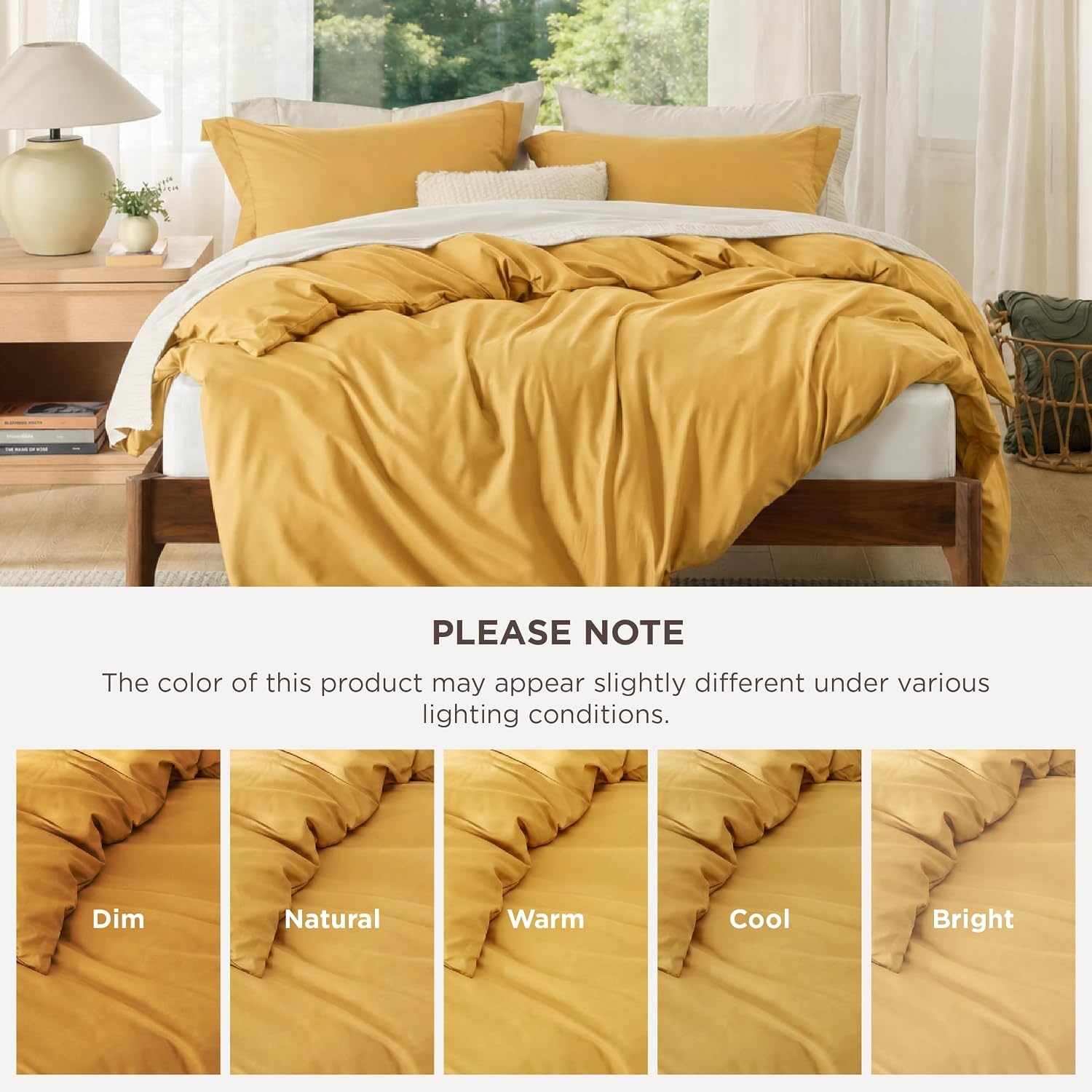 image:imageBedsure Duvet Cover TwinTwin XL Size Soft Double Brushed Bedding Set for Kids amp Adults Zipper Closure 2 Pieces Includes 1 Duvet Cover 68x90 amp 1 Pillow Sham NO Comforter White09 Golden Yellow