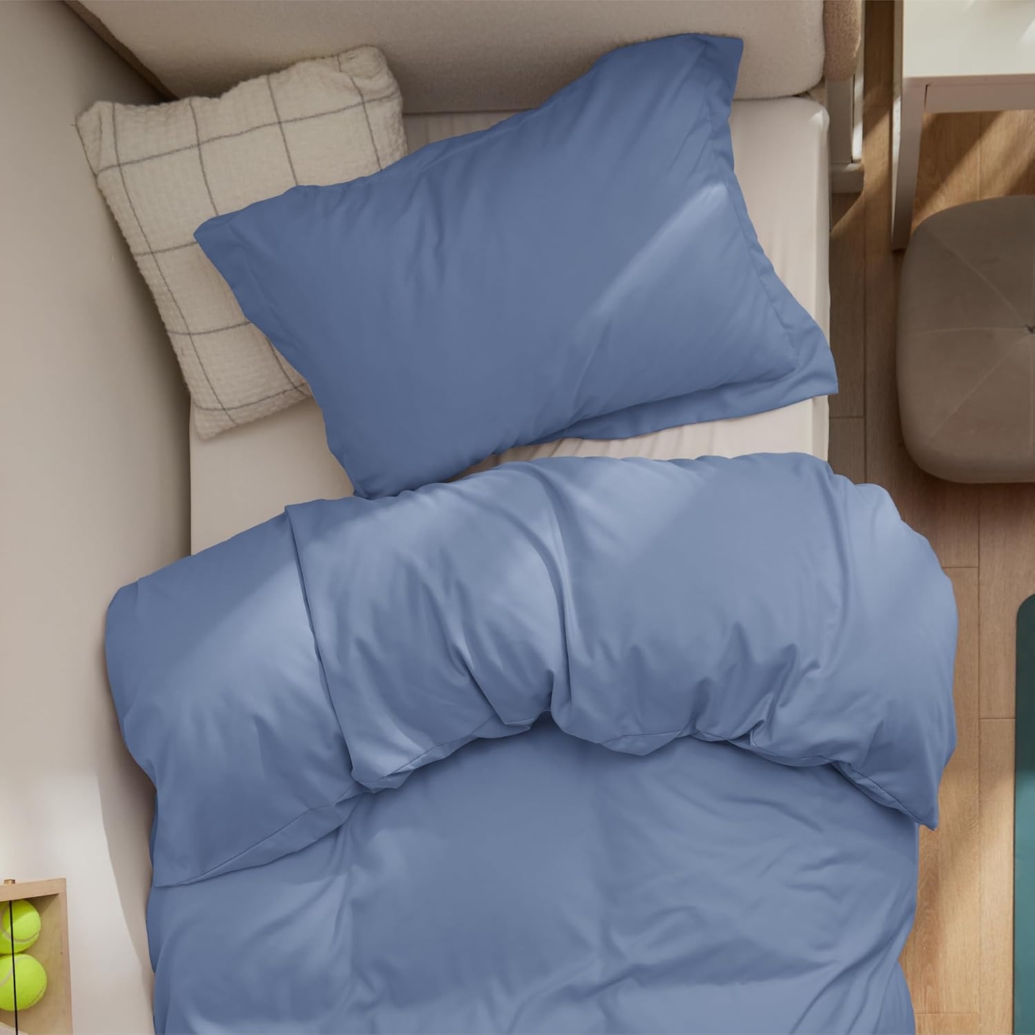 image:imageBedsure Duvet Cover TwinTwin XL Size Soft Double Brushed Bedding Set for Kids amp Adults Zipper Closure 2 Pieces Includes 1 Duvet Cover 68x90 amp 1 Pillow Sham NO Comforter White06 Slate Blue