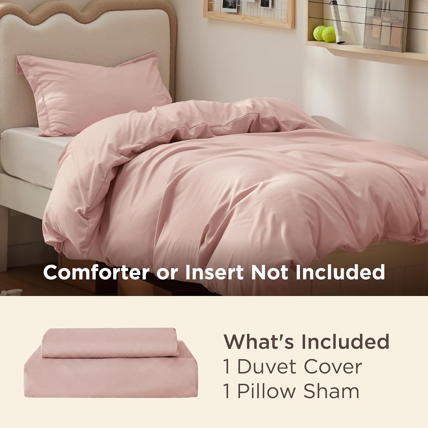 image:imageBedsure Duvet Cover TwinTwin XL Size Soft Double Brushed Bedding Set for Kids amp Adults Zipper Closure 2 Pieces Includes 1 Duvet Cover 68x90 amp 1 Pillow Sham NO Comforter White08 Blush Pink