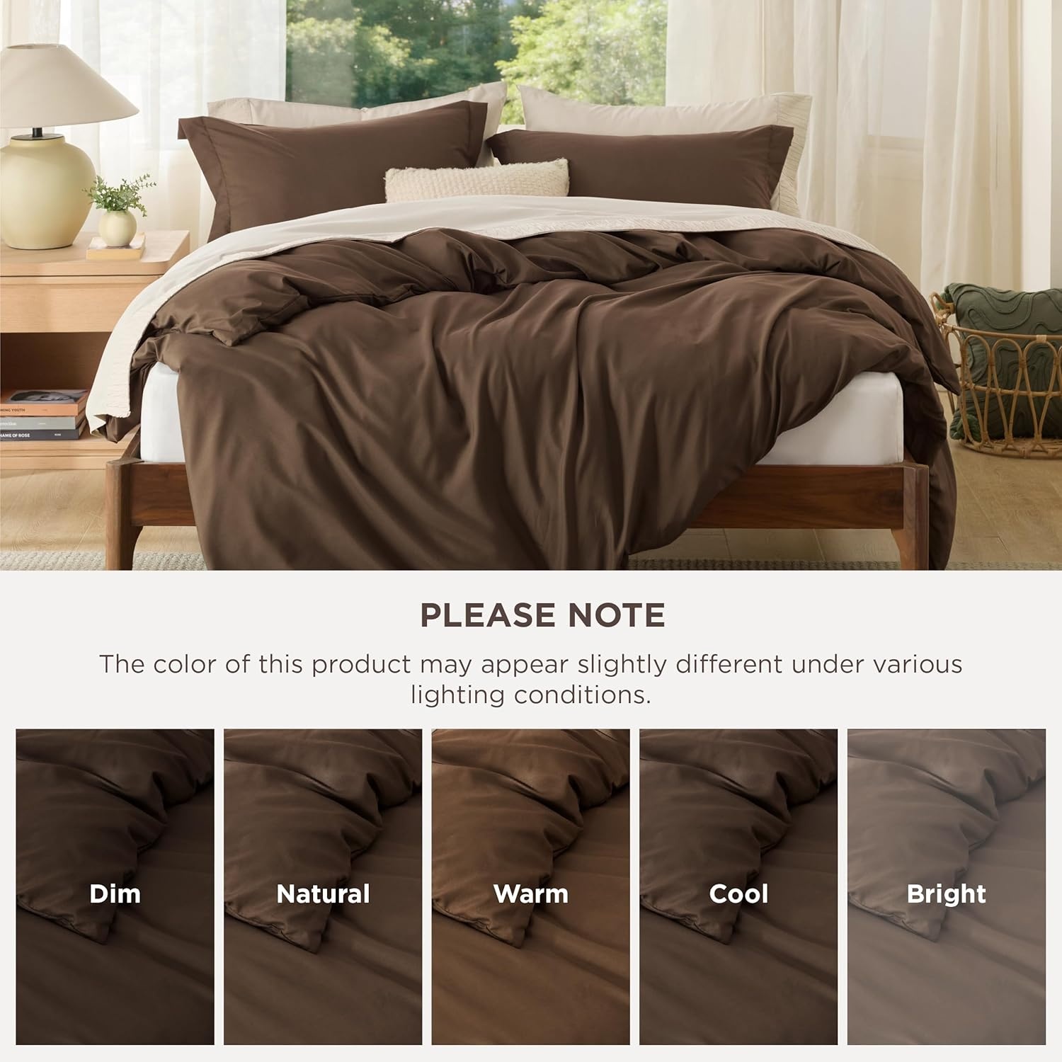 image:imageBedsure Duvet Cover TwinTwin XL Size Soft Double Brushed Bedding Set for Kids amp Adults Zipper Closure 2 Pieces Includes 1 Duvet Cover 68x90 amp 1 Pillow Sham NO Comforter White07 Dark Brown