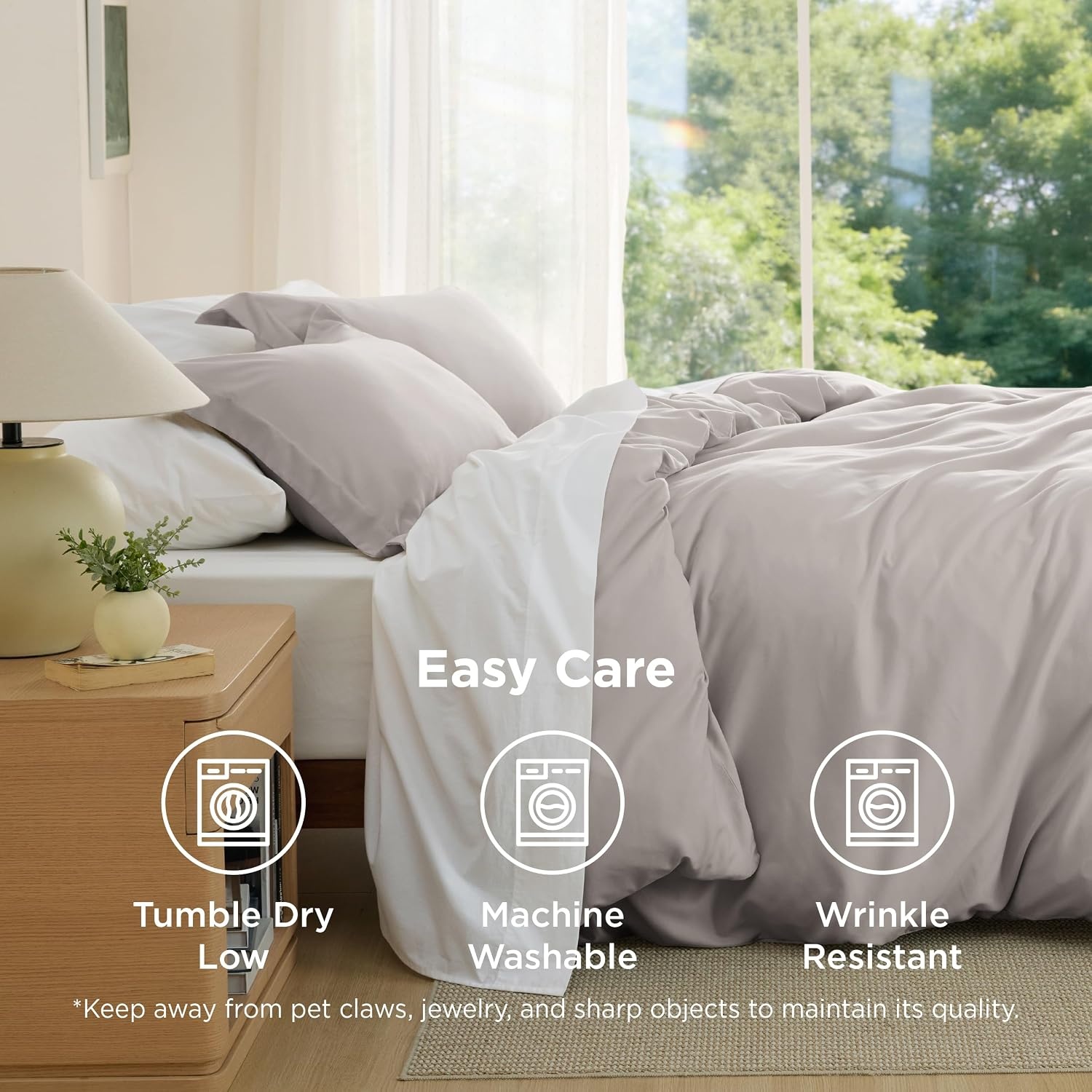 image:imageBedsure Duvet Cover TwinTwin XL Size Soft Double Brushed Bedding Set for Kids amp Adults Zipper Closure 2 Pieces Includes 1 Duvet Cover 68x90 amp 1 Pillow Sham NO Comforter White03 Taupe