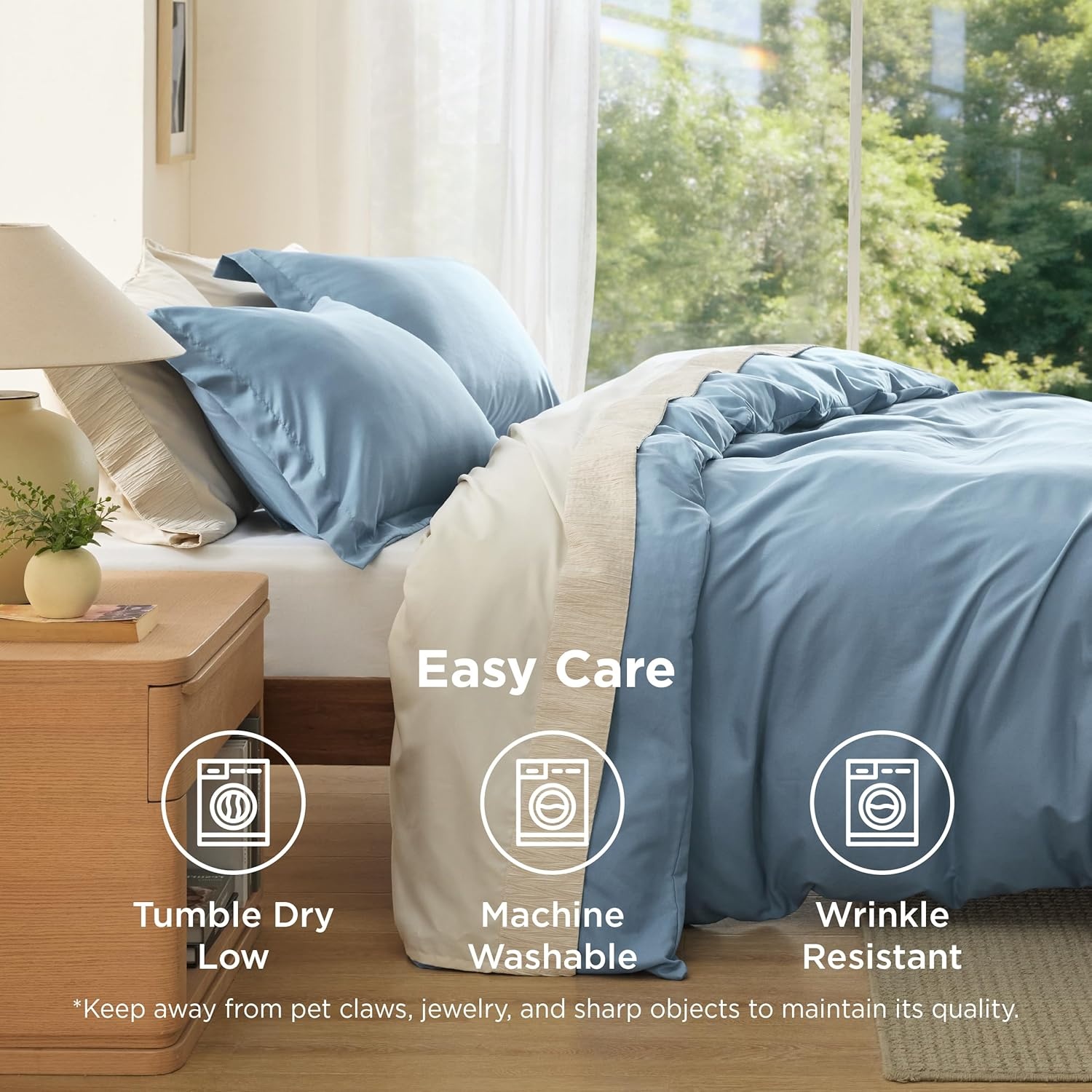 image:imageBedsure Duvet Cover TwinTwin XL Size Soft Double Brushed Bedding Set for Kids amp Adults Zipper Closure 2 Pieces Includes 1 Duvet Cover 68x90 amp 1 Pillow Sham NO Comforter White06 Mineral Blue