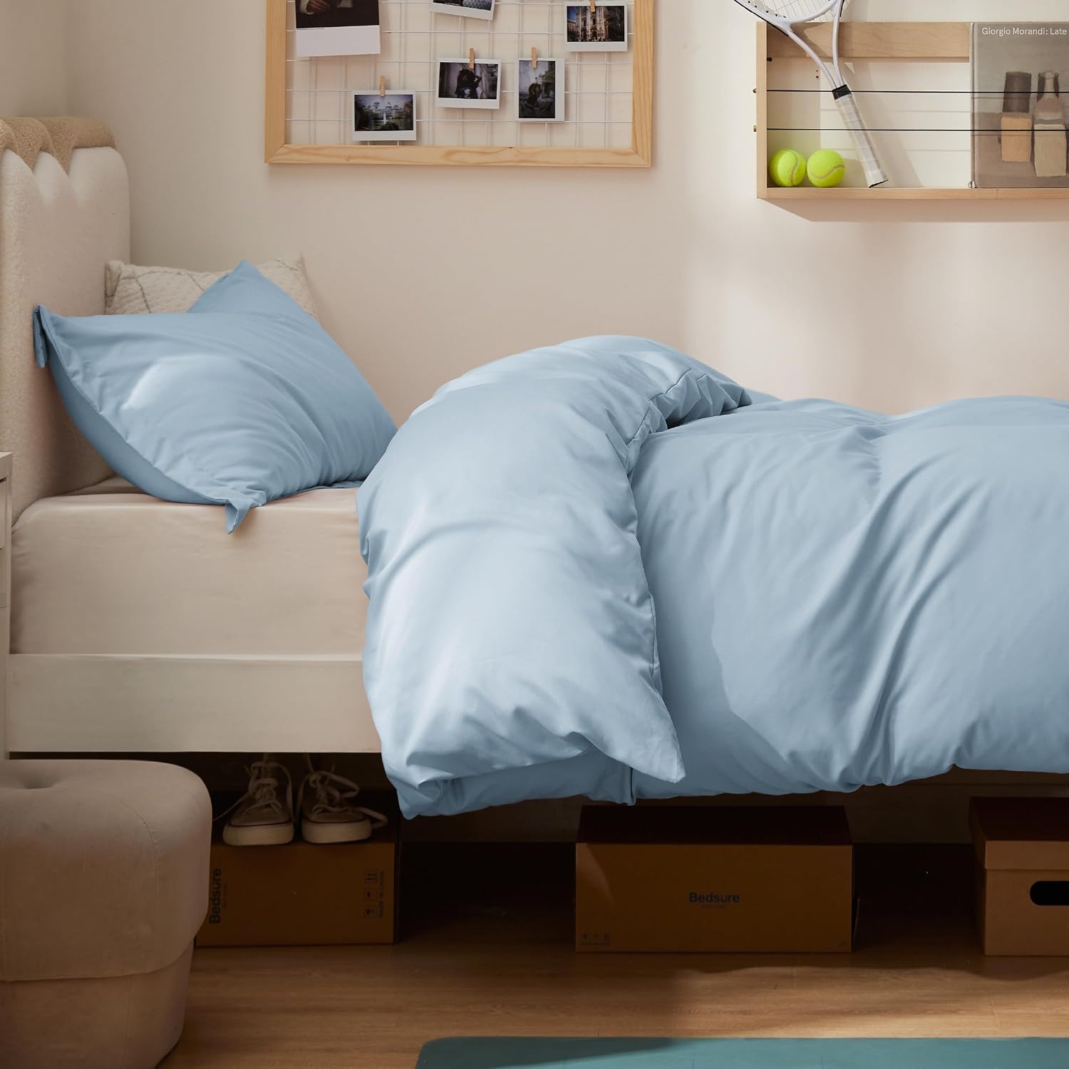 image:imageBedsure Duvet Cover TwinTwin XL Size Soft Double Brushed Bedding Set for Kids amp Adults Zipper Closure 2 Pieces Includes 1 Duvet Cover 68x90 amp 1 Pillow Sham NO Comforter White06 Baby Blue