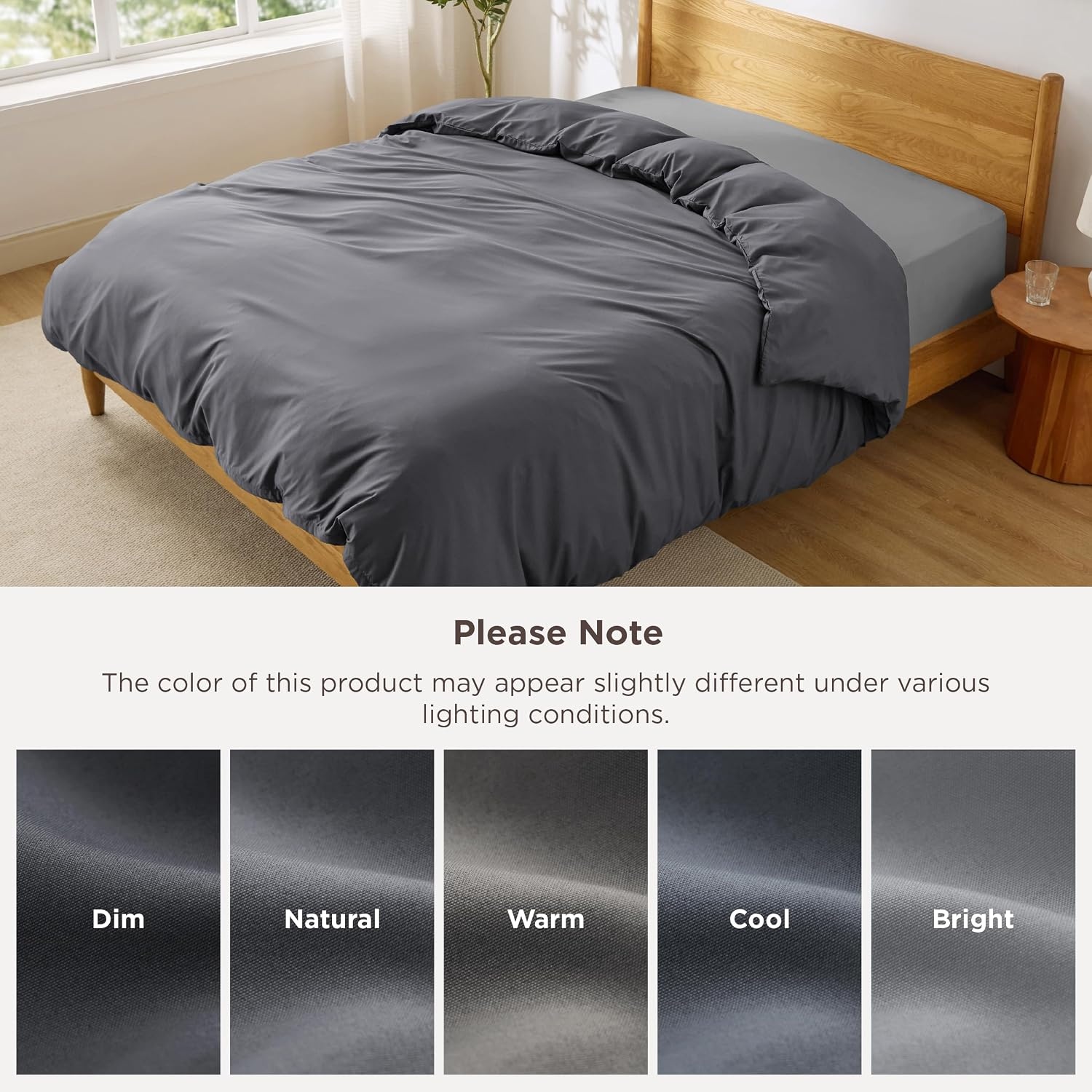 image:imageBedsure Duvet Cover TwinTwin XL Size Soft Double Brushed Bedding Set for Kids amp Adults Zipper Closure 2 Pieces Includes 1 Duvet Cover 68x90 amp 1 Pillow Sham NO Comforter White02 Dark Grey