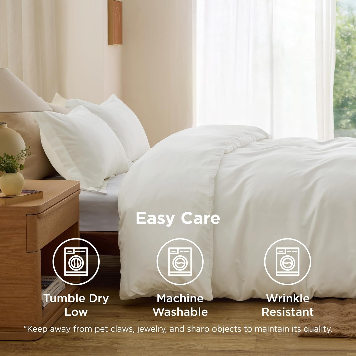 image:imageBedsure Duvet Cover TwinTwin XL Size Soft Double Brushed Bedding Set for Kids amp Adults Zipper Closure 2 Pieces Includes 1 Duvet Cover 68x90 amp 1 Pillow Sham NO Comforter White02 Cream White