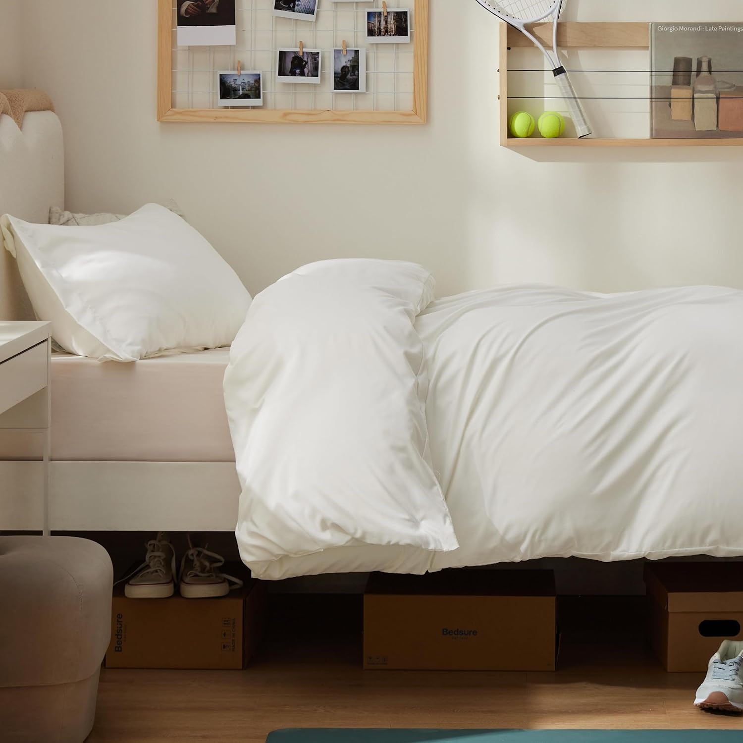 image:imageBedsure Duvet Cover TwinTwin XL Size Soft Double Brushed Bedding Set for Kids amp Adults Zipper Closure 2 Pieces Includes 1 Duvet Cover 68x90 amp 1 Pillow Sham NO Comforter White02 Cream White