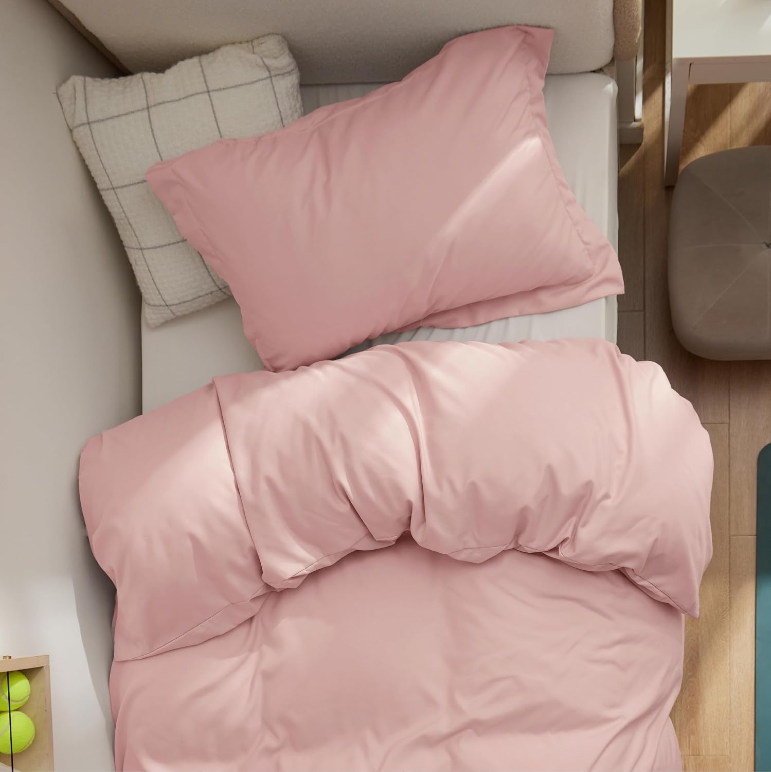 image:imageBedsure Duvet Cover TwinTwin XL Size Soft Double Brushed Bedding Set for Kids amp Adults Zipper Closure 2 Pieces Includes 1 Duvet Cover 68x90 amp 1 Pillow Sham NO Comforter White08 Pink