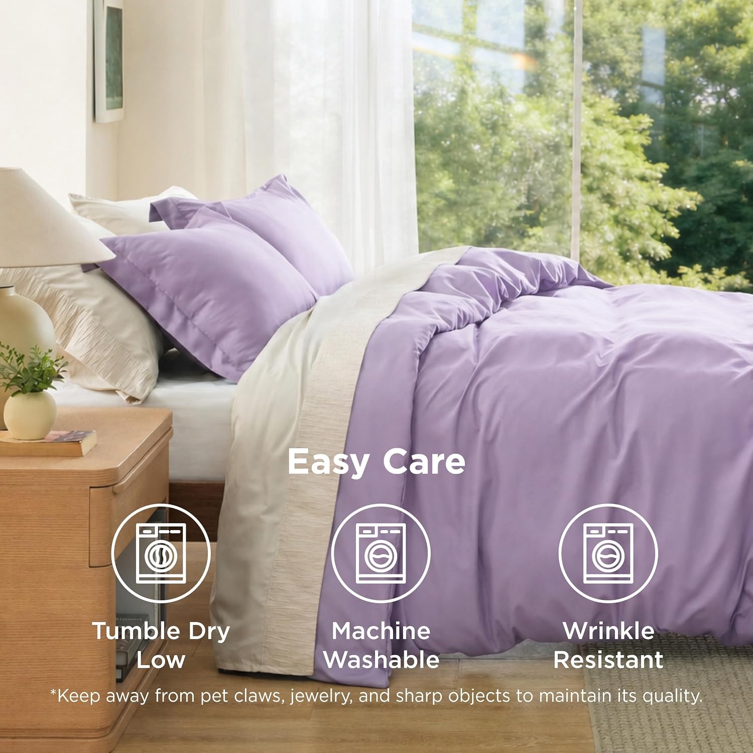 image:imageBedsure Duvet Cover TwinTwin XL Size Soft Double Brushed Bedding Set for Kids amp Adults Zipper Closure 2 Pieces Includes 1 Duvet Cover 68x90 amp 1 Pillow Sham NO Comforter White05 Light Purple