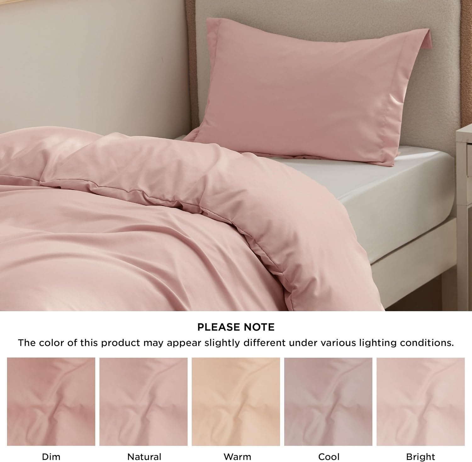 image:imageBedsure Duvet Cover TwinTwin XL Size Soft Double Brushed Bedding Set for Kids amp Adults Zipper Closure 2 Pieces Includes 1 Duvet Cover 68x90 amp 1 Pillow Sham NO Comforter White08 Blush Pink