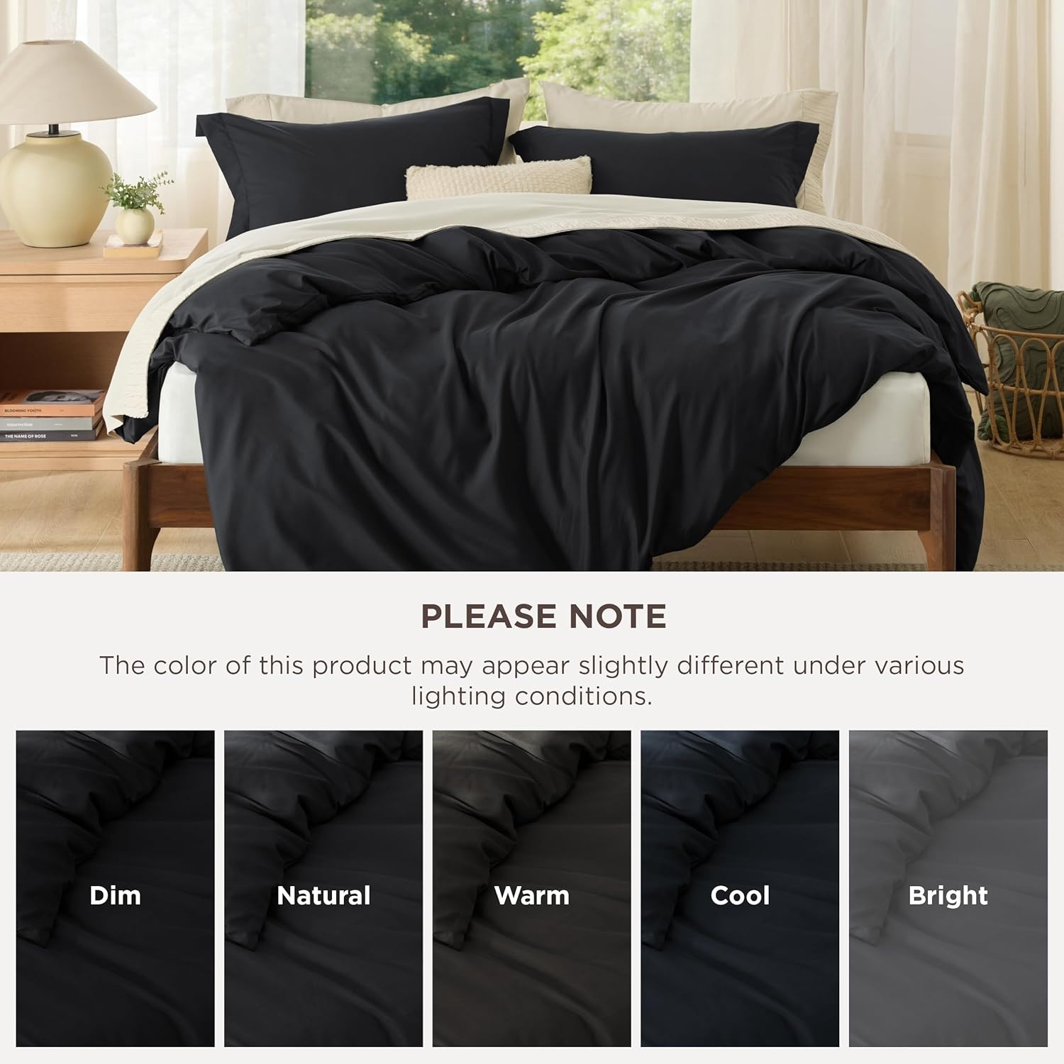 image:imageBedsure Duvet Cover TwinTwin XL Size Soft Double Brushed Bedding Set for Kids amp Adults Zipper Closure 2 Pieces Includes 1 Duvet Cover 68x90 amp 1 Pillow Sham NO Comforter White02 Black
