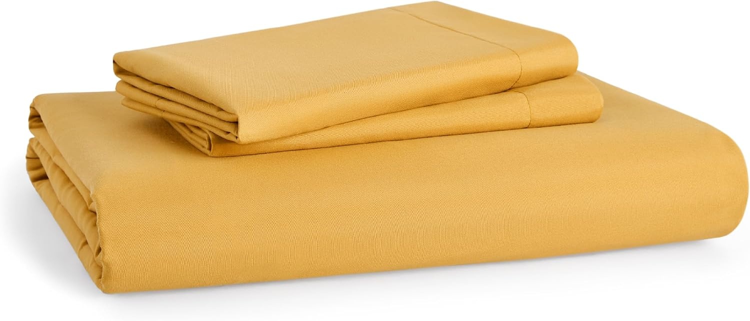 image:imageBedsure Duvet Cover TwinTwin XL Size Soft Double Brushed Bedding Set for Kids amp Adults Zipper Closure 2 Pieces Includes 1 Duvet Cover 68x90 amp 1 Pillow Sham NO Comforter White09 Golden Yellow