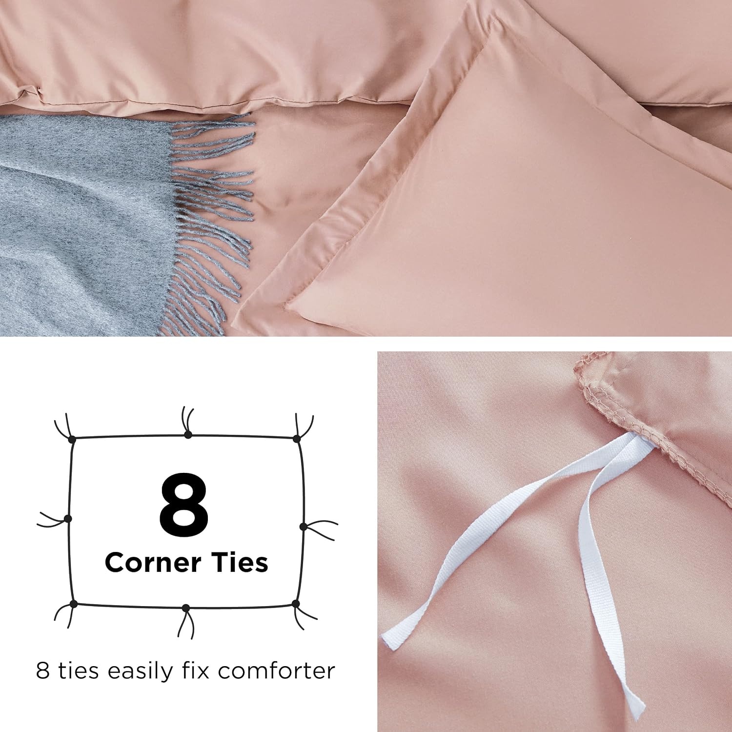 image:imageBedsure Duvet Cover TwinTwin XL Size Soft Double Brushed Bedding Set for Kids amp Adults Zipper Closure 2 Pieces Includes 1 Duvet Cover 68x90 amp 1 Pillow Sham NO Comforter White08 Blush Pink