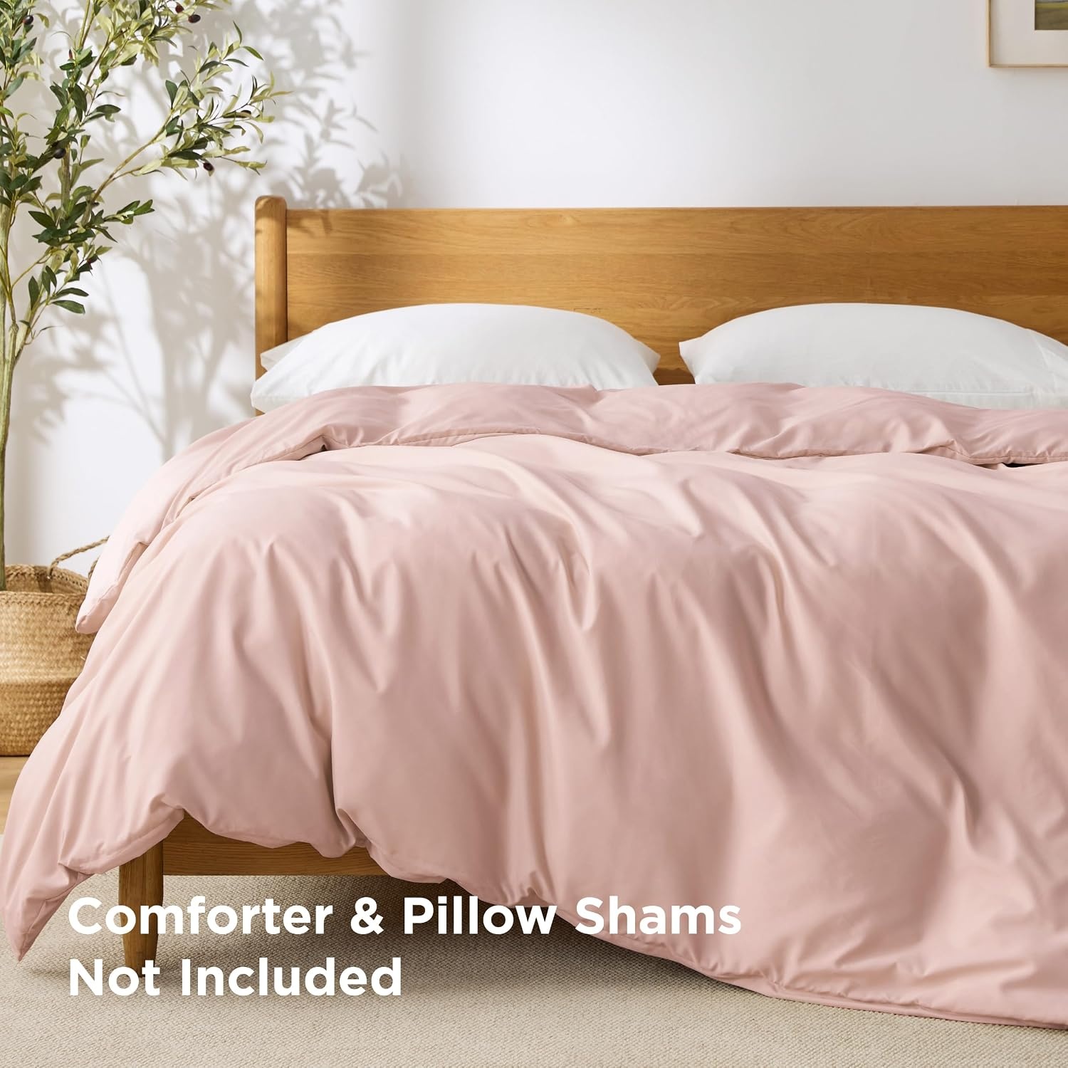 image:imageBedsure Duvet Cover TwinTwin XL Size Soft Double Brushed Bedding Set for Kids amp Adults Zipper Closure 2 Pieces Includes 1 Duvet Cover 68x90 amp 1 Pillow Sham NO Comforter White08 Blush Pink