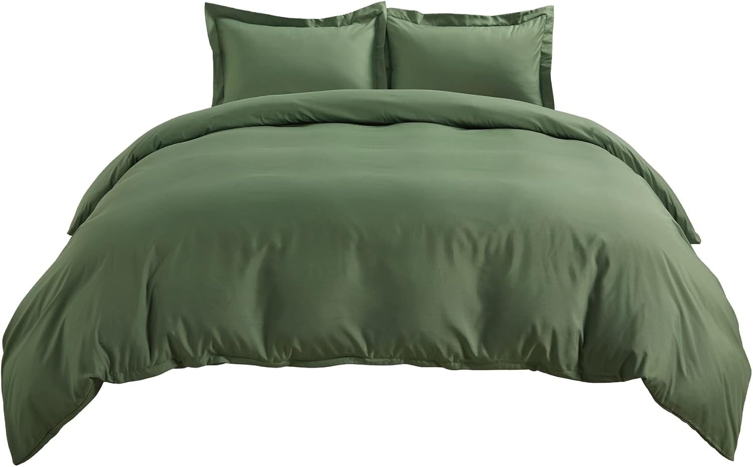 image:imageBedsure Duvet Cover TwinTwin XL Size Soft Double Brushed Bedding Set for Kids amp Adults Zipper Closure 2 Pieces Includes 1 Duvet Cover 68x90 amp 1 Pillow Sham NO Comforter White02 Olive Green