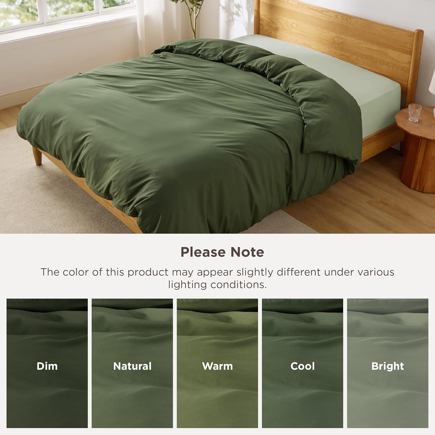 image:imageBedsure Duvet Cover TwinTwin XL Size Soft Double Brushed Bedding Set for Kids amp Adults Zipper Closure 2 Pieces Includes 1 Duvet Cover 68x90 amp 1 Pillow Sham NO Comforter White02 Olive Green