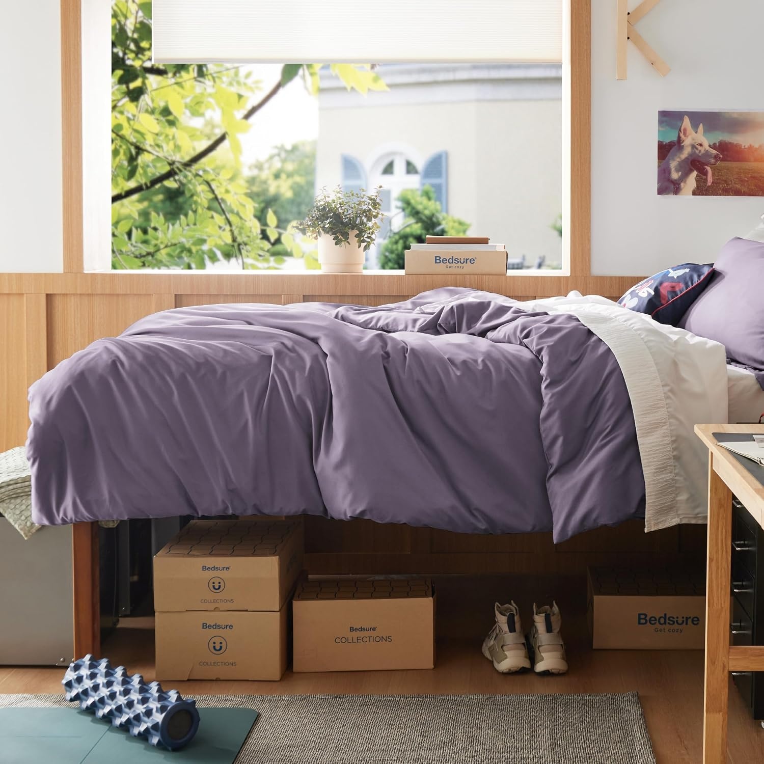 image:imageBedsure Duvet Cover TwinTwin XL Size Soft Double Brushed Bedding Set for Kids amp Adults Zipper Closure 2 Pieces Includes 1 Duvet Cover 68x90 amp 1 Pillow Sham NO Comforter White05 Dusty Purple