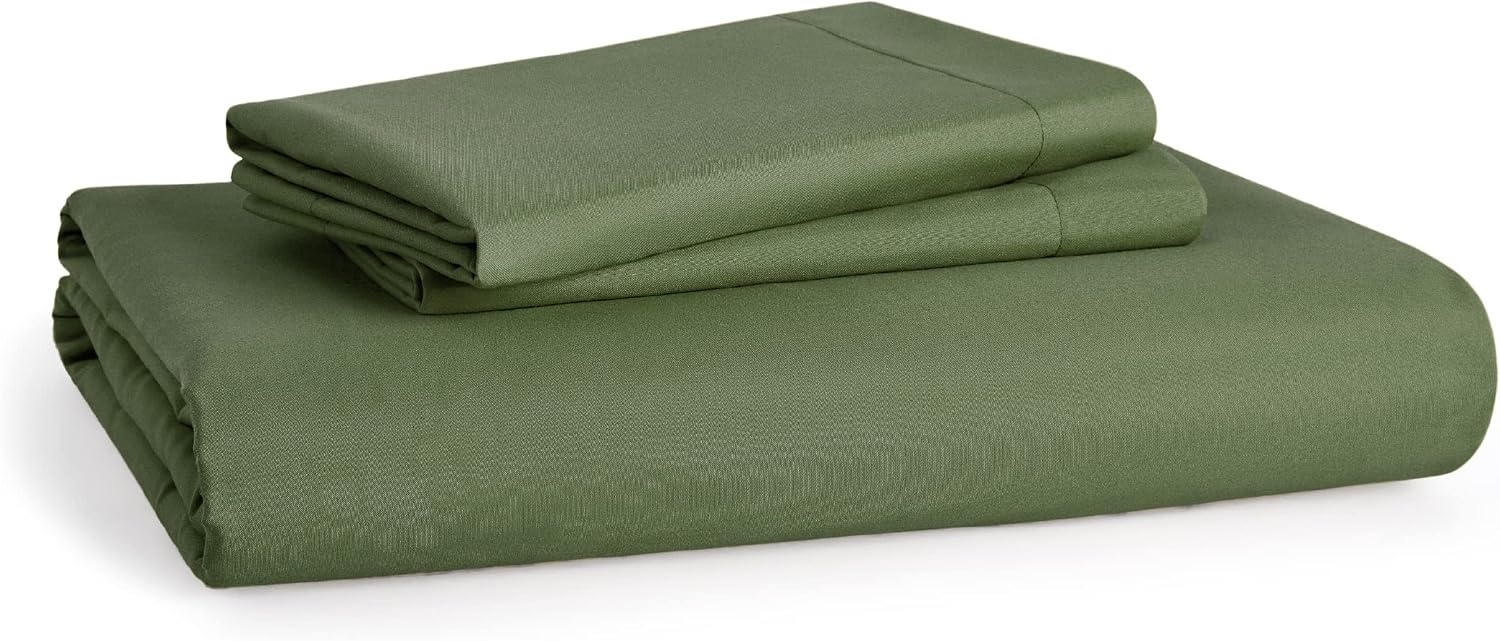 image:imageBedsure Duvet Cover TwinTwin XL Size Soft Double Brushed Bedding Set for Kids amp Adults Zipper Closure 2 Pieces Includes 1 Duvet Cover 68x90 amp 1 Pillow Sham NO Comforter White02 Olive Green