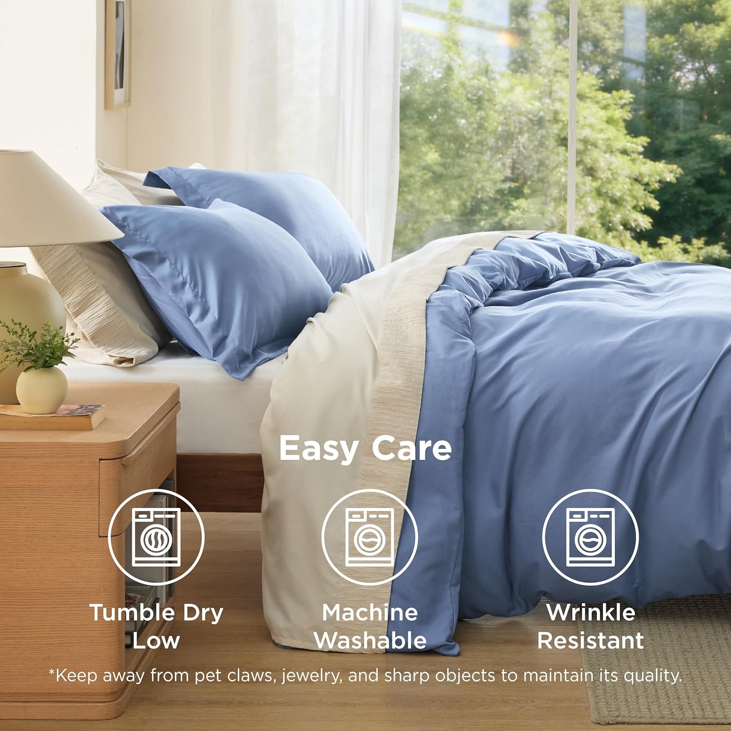 image:imageBedsure Duvet Cover TwinTwin XL Size Soft Double Brushed Bedding Set for Kids amp Adults Zipper Closure 2 Pieces Includes 1 Duvet Cover 68x90 amp 1 Pillow Sham NO Comforter White06 Slate Blue