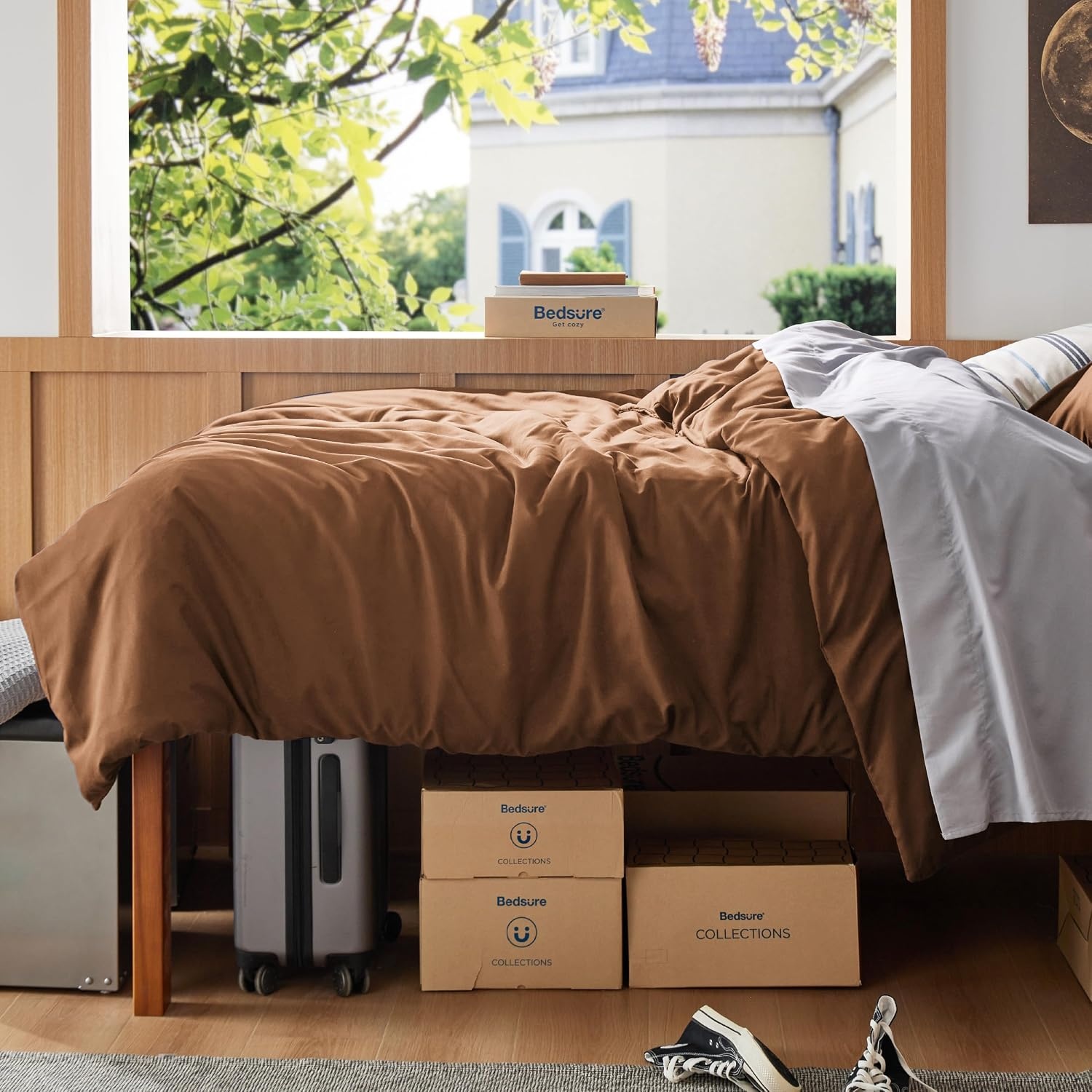 image:imageBedsure Duvet Cover TwinTwin XL Size Soft Double Brushed Bedding Set for Kids amp Adults Zipper Closure 2 Pieces Includes 1 Duvet Cover 68x90 amp 1 Pillow Sham NO Comforter White07 Brown