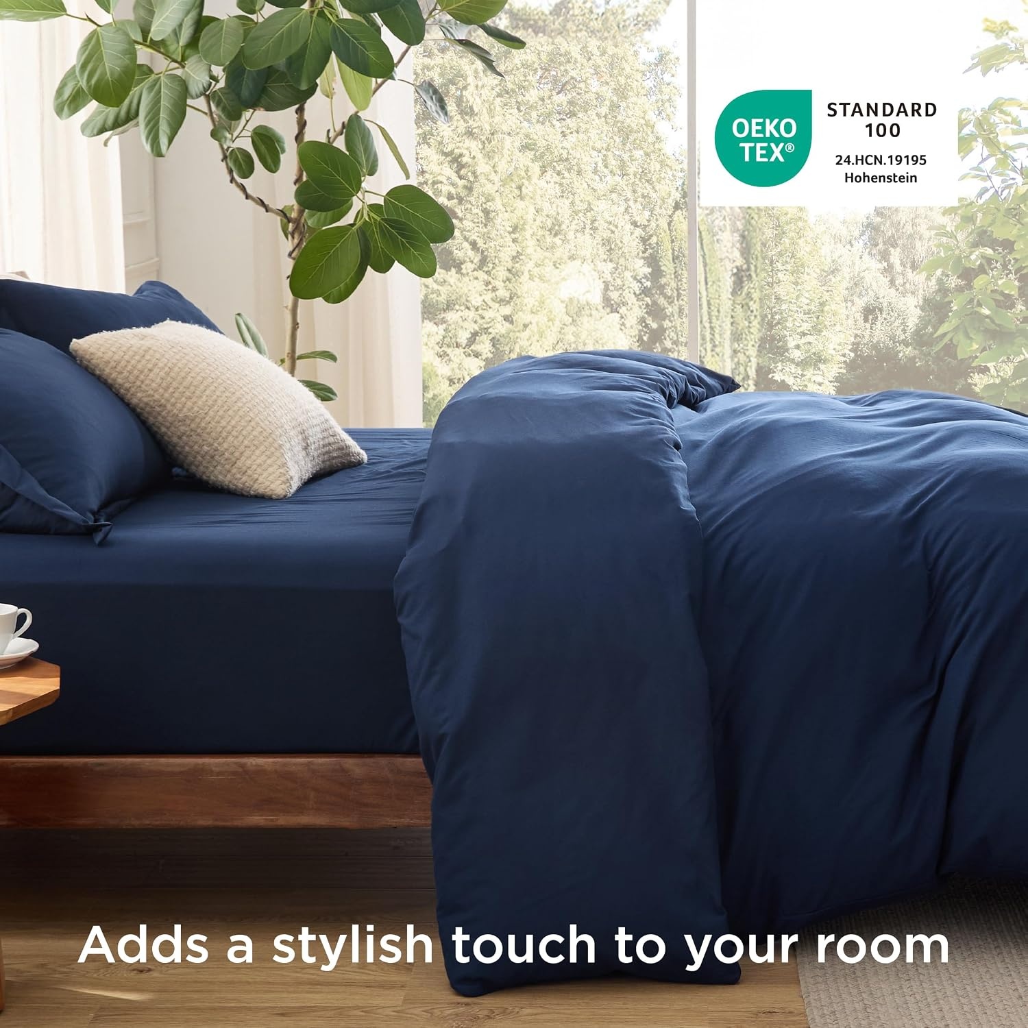 image:imageBedsure Duvet Cover TwinTwin XL Size Soft Double Brushed Bedding Set for Kids amp Adults Zipper Closure 2 Pieces Includes 1 Duvet Cover 68x90 amp 1 Pillow Sham NO Comforter White00 Navy Blue