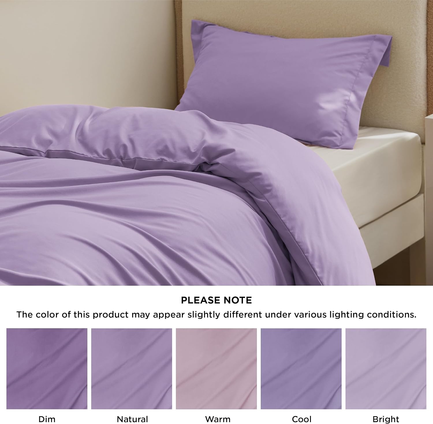image:imageBedsure Duvet Cover TwinTwin XL Size Soft Double Brushed Bedding Set for Kids amp Adults Zipper Closure 2 Pieces Includes 1 Duvet Cover 68x90 amp 1 Pillow Sham NO Comforter White05 Light Purple