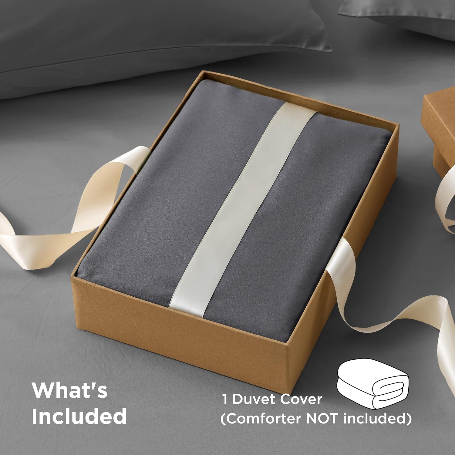 image:imageBedsure Duvet Cover TwinTwin XL Size Soft Double Brushed Bedding Set for Kids amp Adults Zipper Closure 2 Pieces Includes 1 Duvet Cover 68x90 amp 1 Pillow Sham NO Comforter White02 Dark Grey