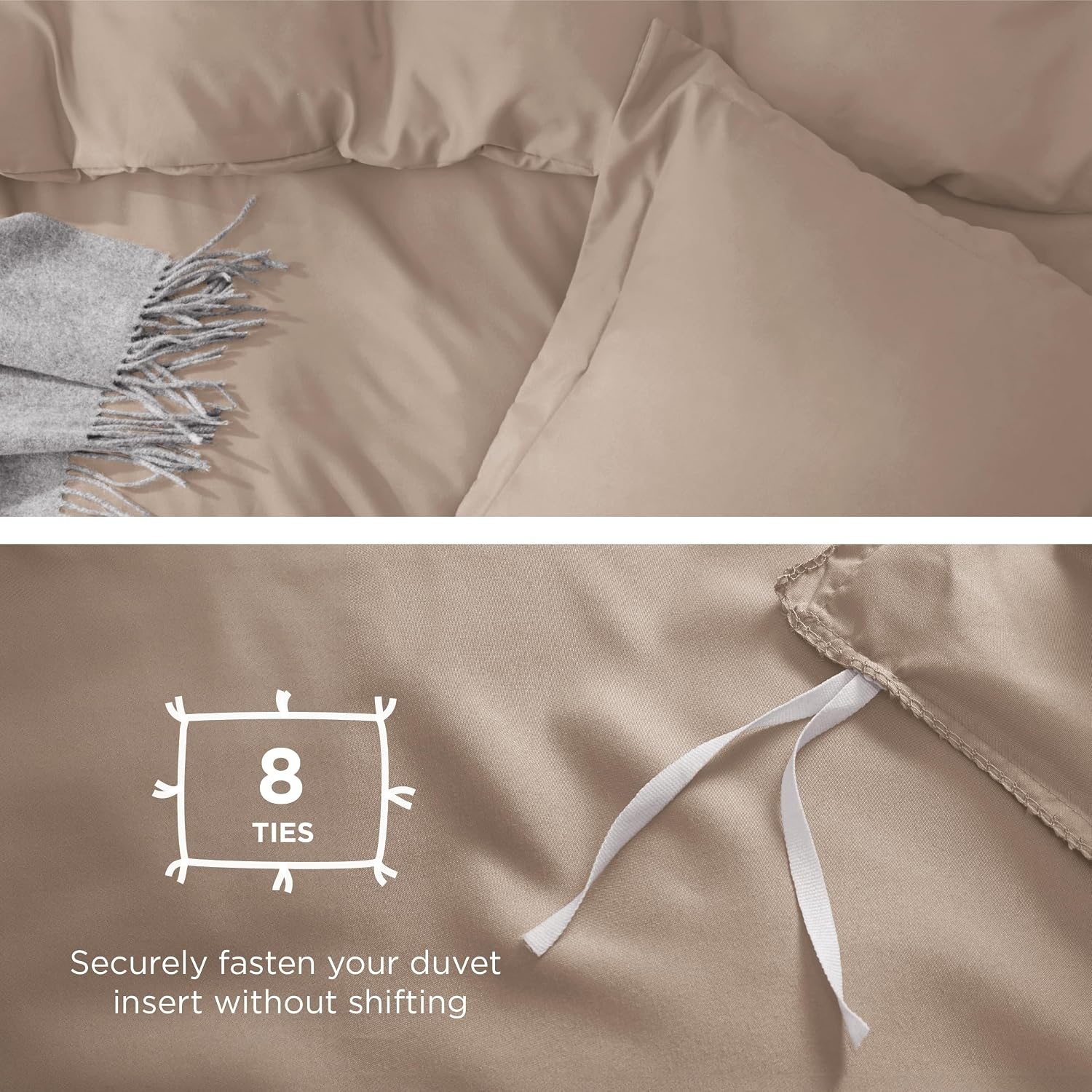image:imageBedsure Duvet Cover TwinTwin XL Size Soft Double Brushed Bedding Set for Kids amp Adults Zipper Closure 2 Pieces Includes 1 Duvet Cover 68x90 amp 1 Pillow Sham NO Comforter White07 Light Khaki