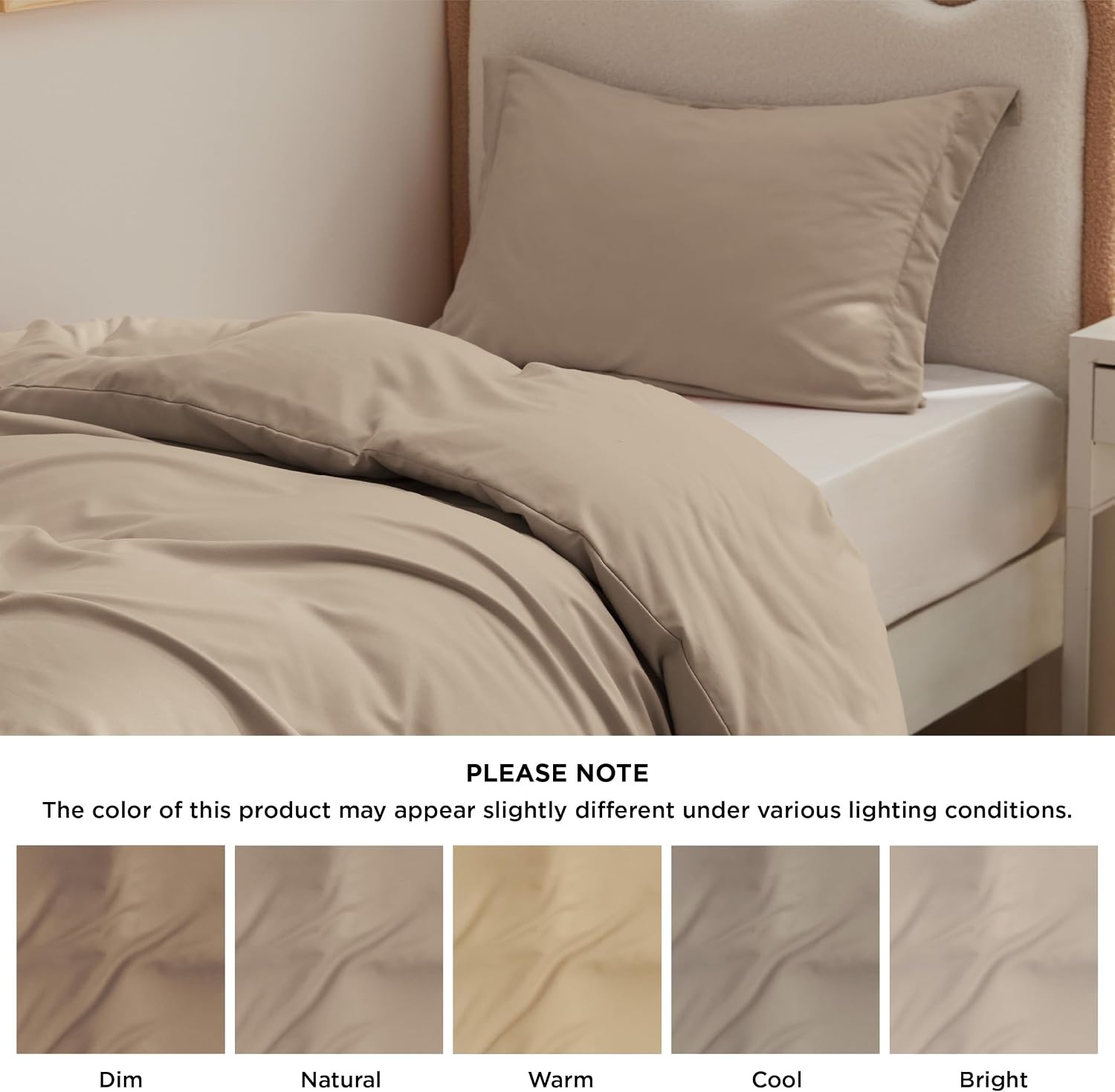 image:imageBedsure Duvet Cover TwinTwin XL Size Soft Double Brushed Bedding Set for Kids amp Adults Zipper Closure 2 Pieces Includes 1 Duvet Cover 68x90 amp 1 Pillow Sham NO Comforter White07 Light Brown