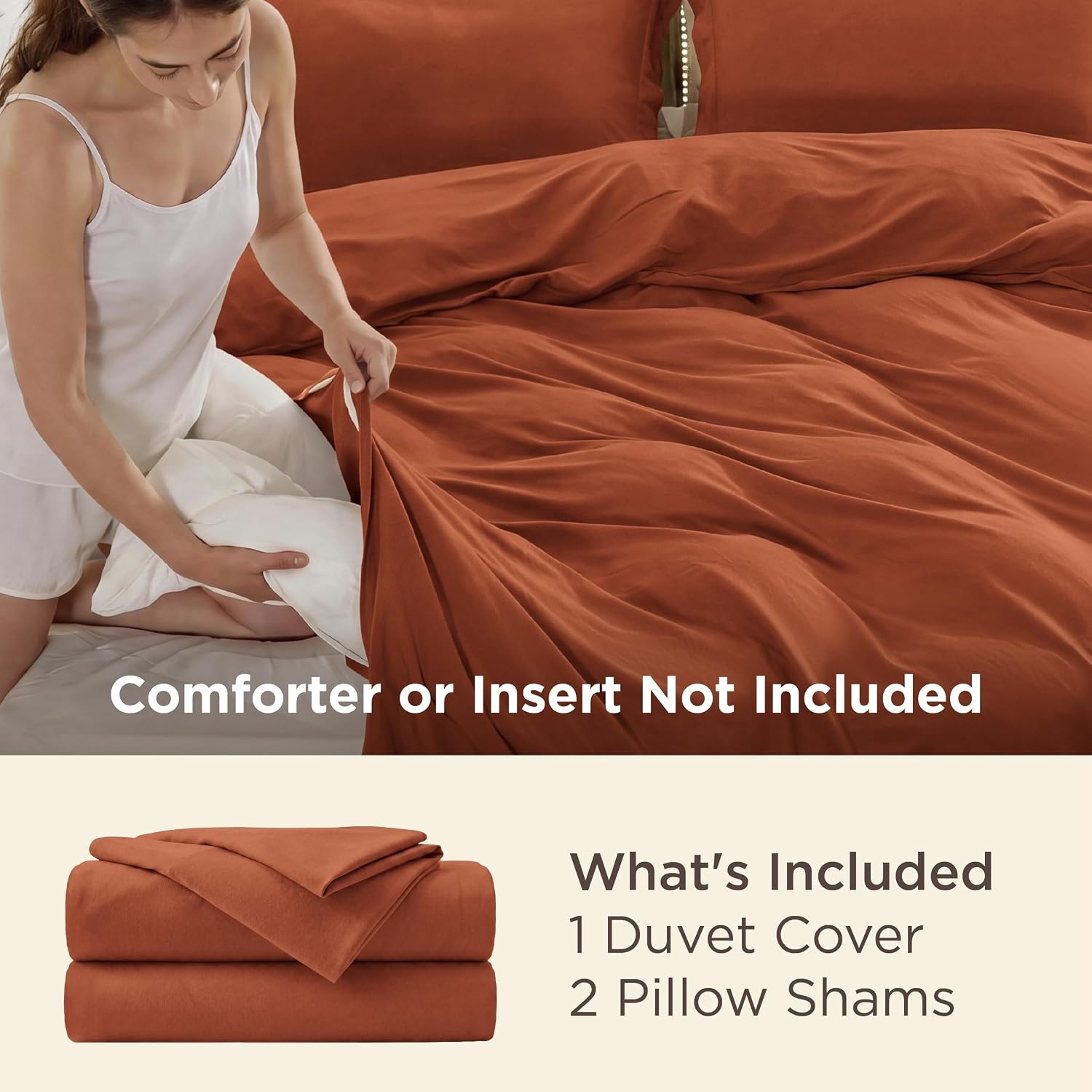 image:imageBedsure Duvet Cover TwinTwin XL Size Soft Double Brushed Bedding Set for Kids amp Adults Zipper Closure 2 Pieces Includes 1 Duvet Cover 68x90 amp 1 Pillow Sham NO Comforter White09 Terracotta