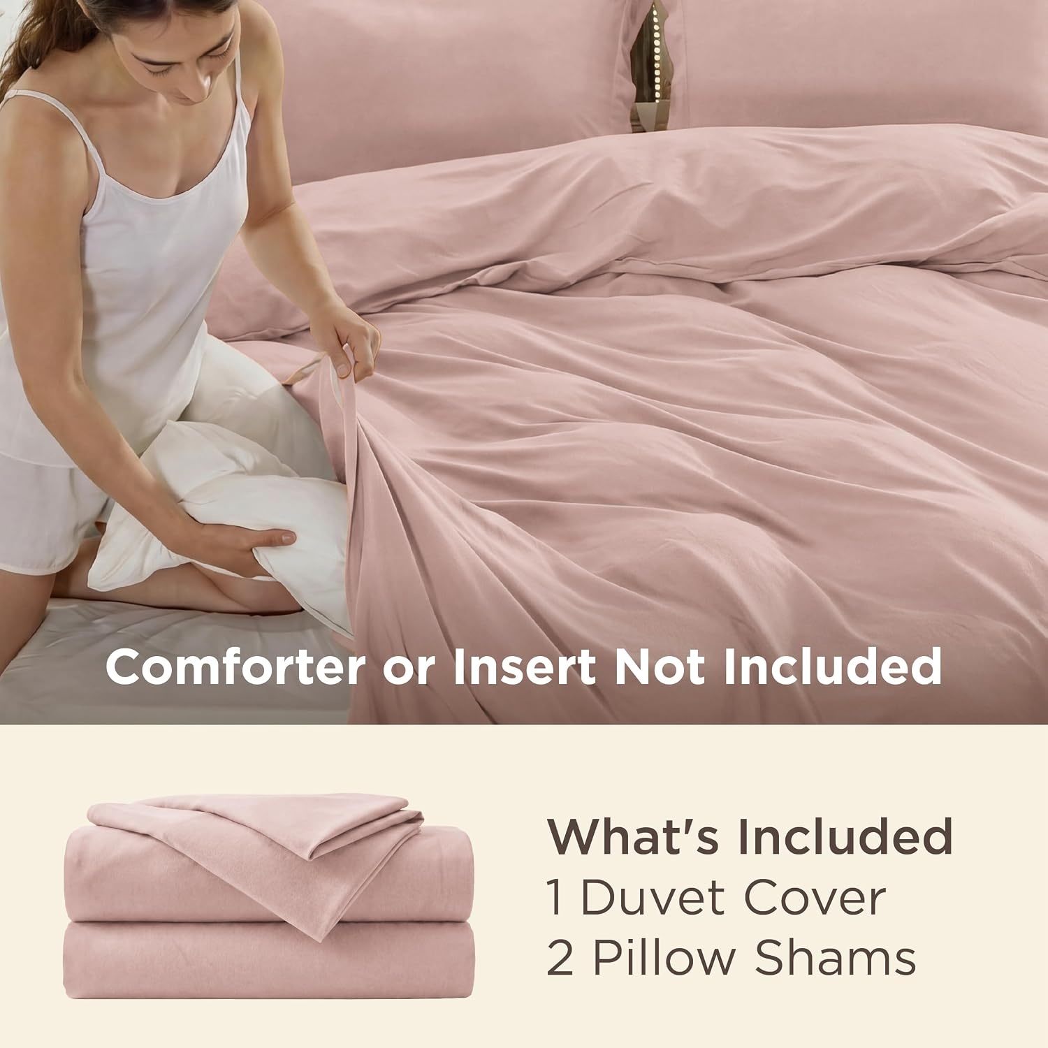 image:imageBedsure Duvet Cover TwinTwin XL Size Soft Double Brushed Bedding Set for Kids amp Adults Zipper Closure 2 Pieces Includes 1 Duvet Cover 68x90 amp 1 Pillow Sham NO Comforter White08 Blush Pink